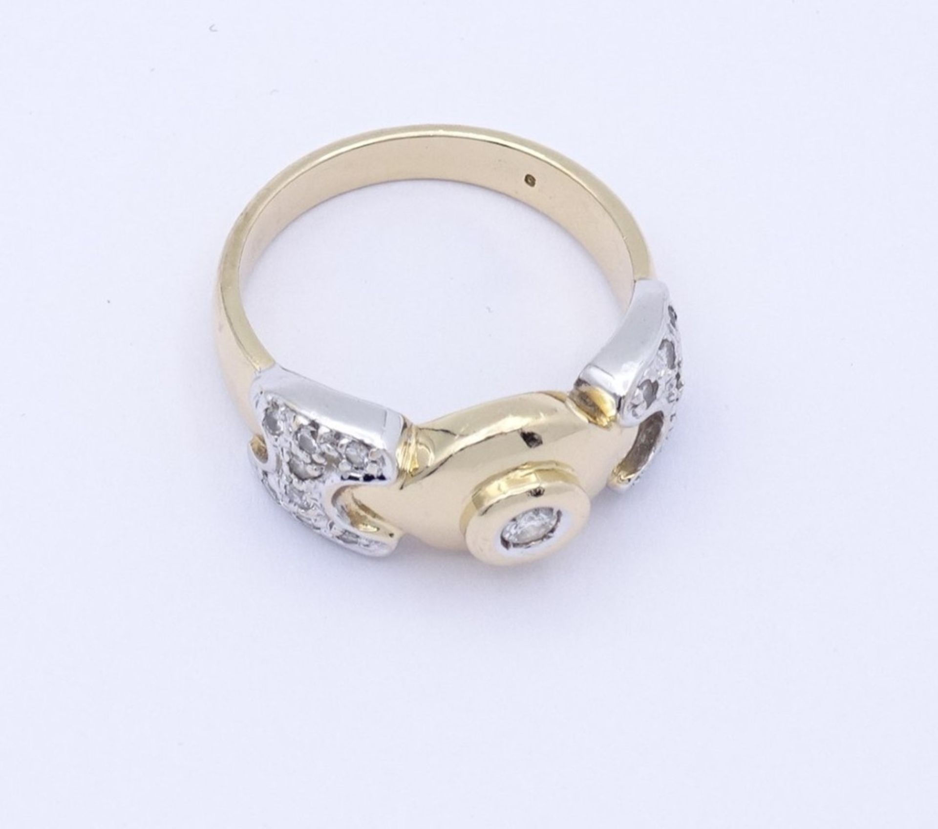 Goldring 0.585 mit Diamanten GG/WG, mittig 0,10ct., 5,65gr., RG 56 - Bild 4 aus 16