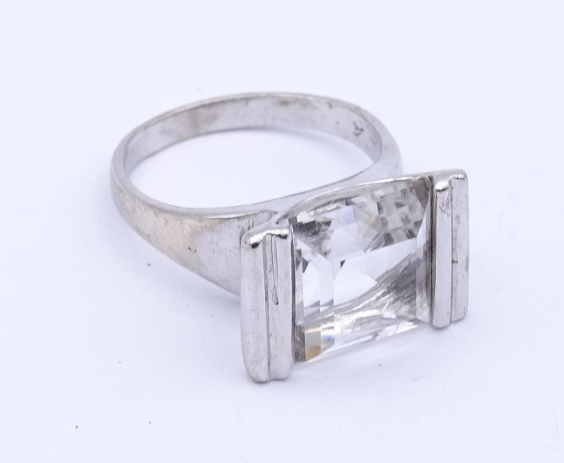 Silber Ring mit einen facc.klaren Stein, Silber gepr. 8,2gr., RG 58 - Bild 2 aus 3
