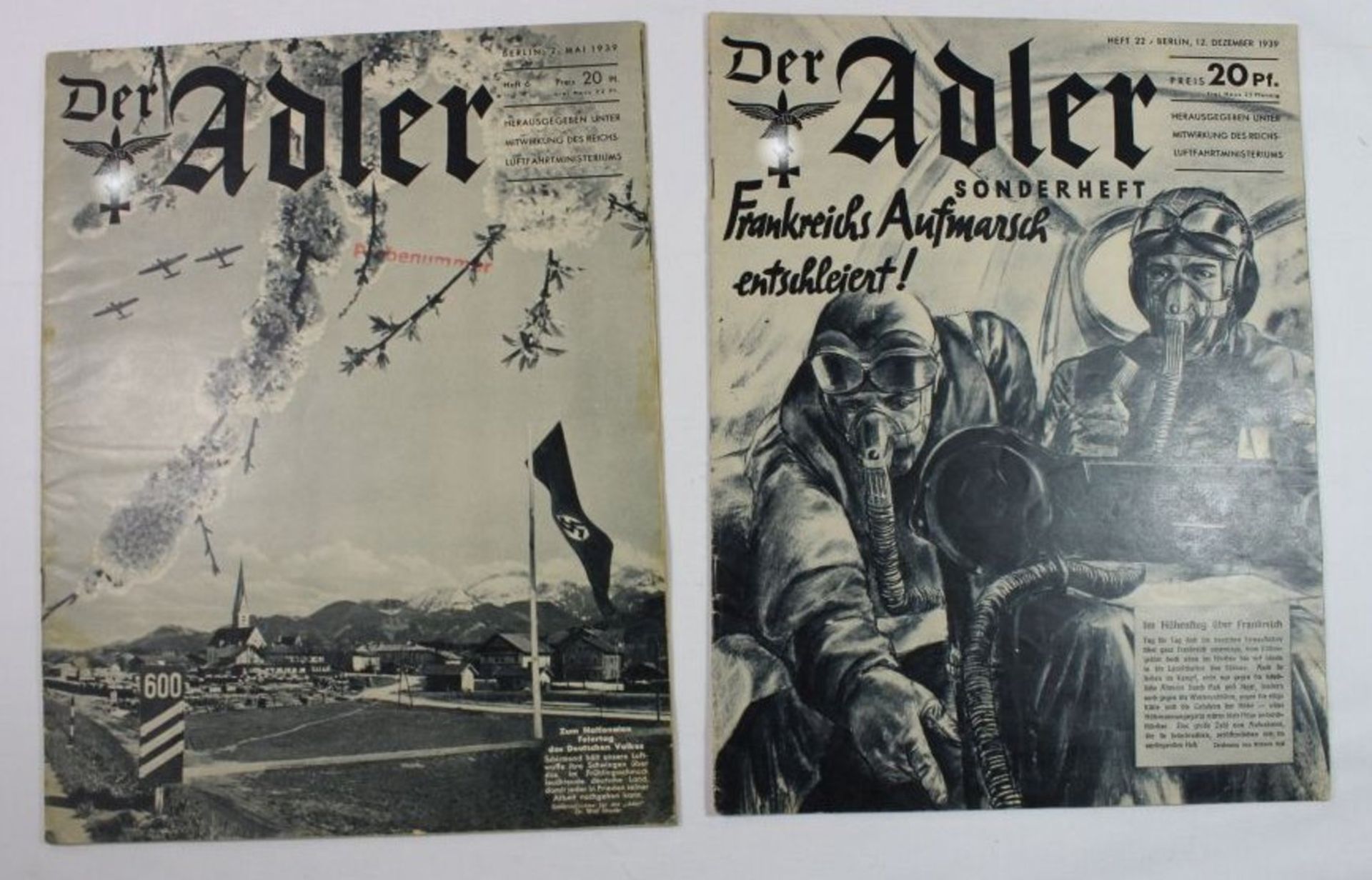 2x div. Ausgaben "Der Adler", 1939, leichte Alters-u. Gebrauchsspuren.
