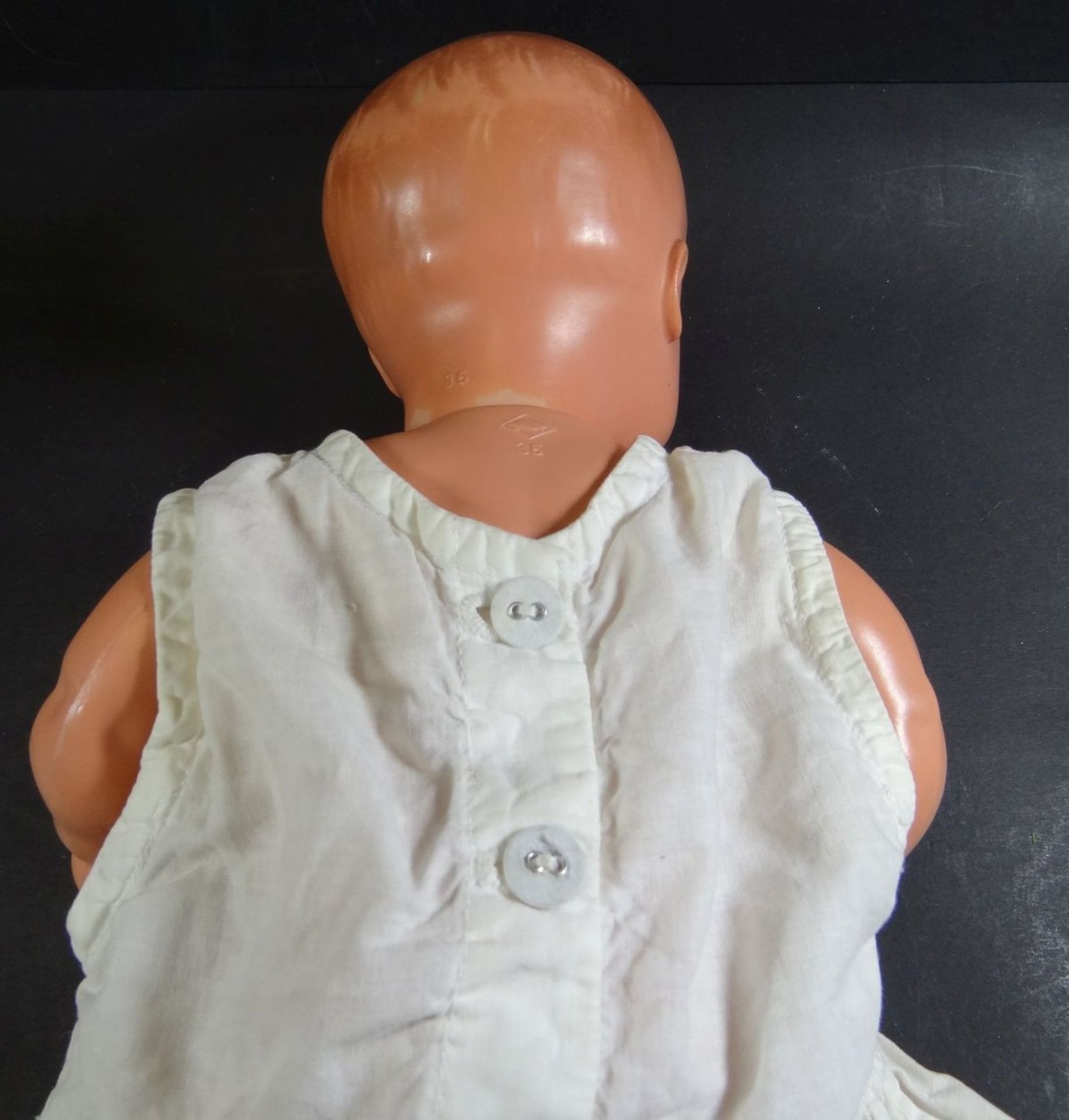 Babypuppe "Schildkröt" in alten Taufkleid, , gemarkt und 35, H-32 cm - Bild 4 aus 6