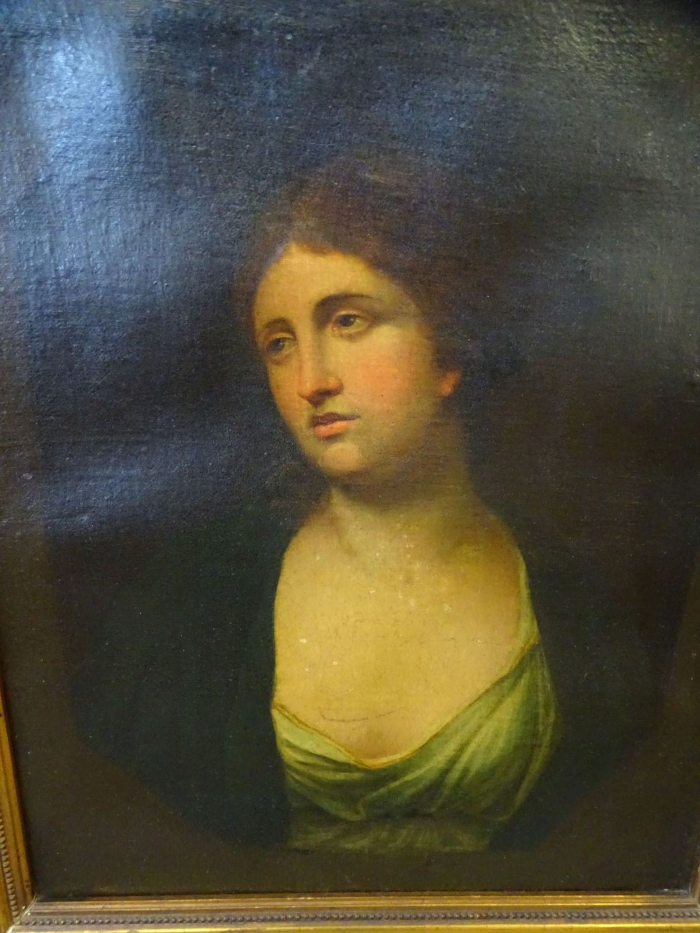 anonymes Altmeistergemälde, Portrait einer jungen Frau, 18.Jhd., Öl/Leinen, gerahmt, RG 55x48 cm, - Bild 3 aus 5