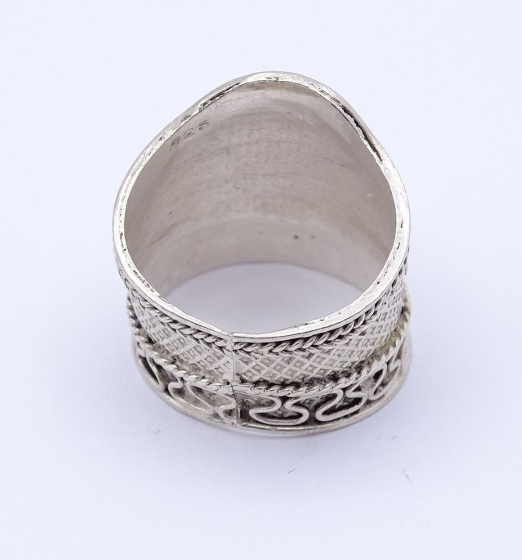 925er Silber Ring mit einen grünen Cabochon, 4,3gr., RG 54 - Bild 7 aus 8
