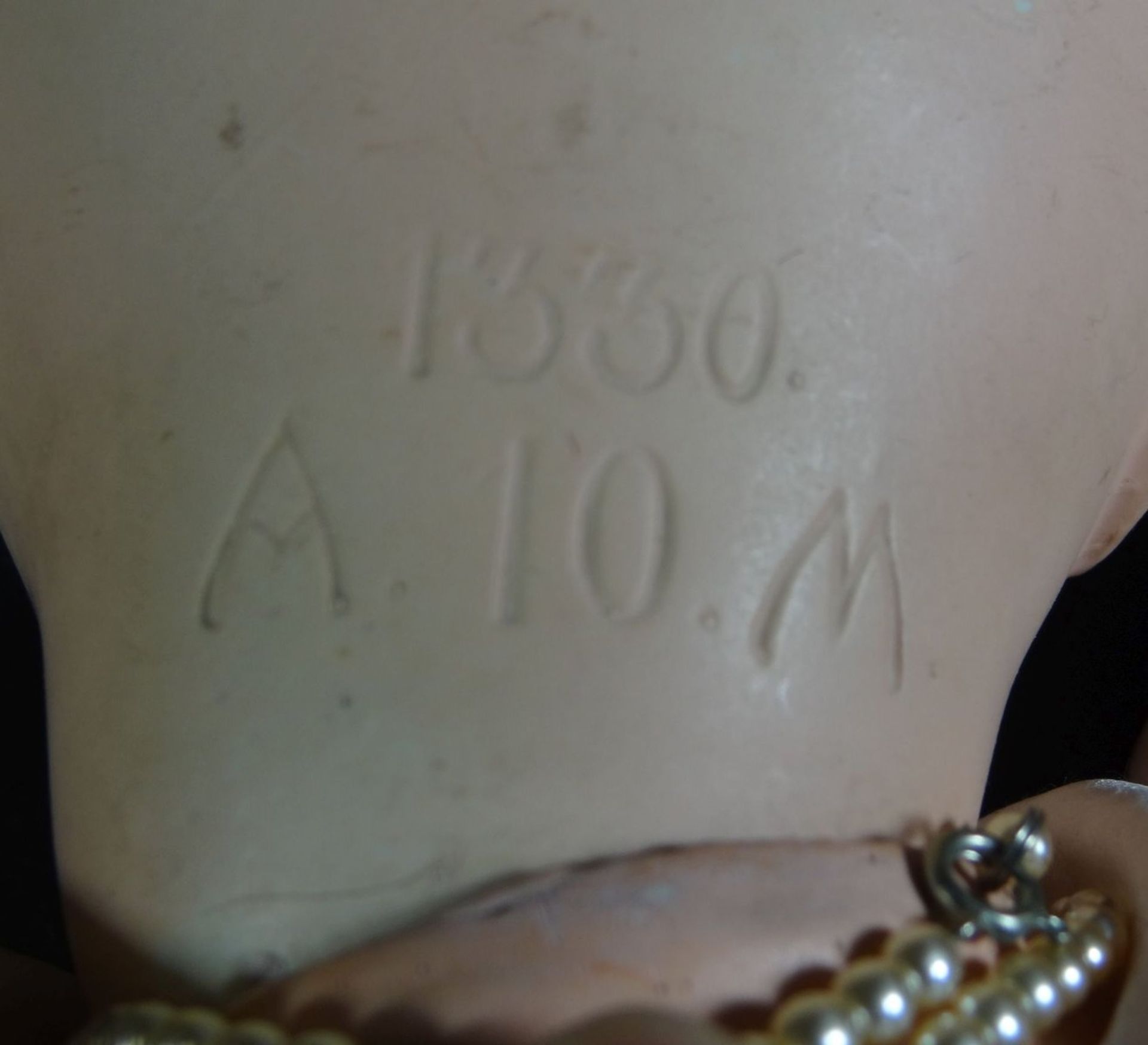 ARMAND MARSEILLE Porzellankopf-Puppe, gem. AM 1330, A 10 M.. Bisquitporzellan, Kurbelkopf, blaue - Bild 6 aus 7