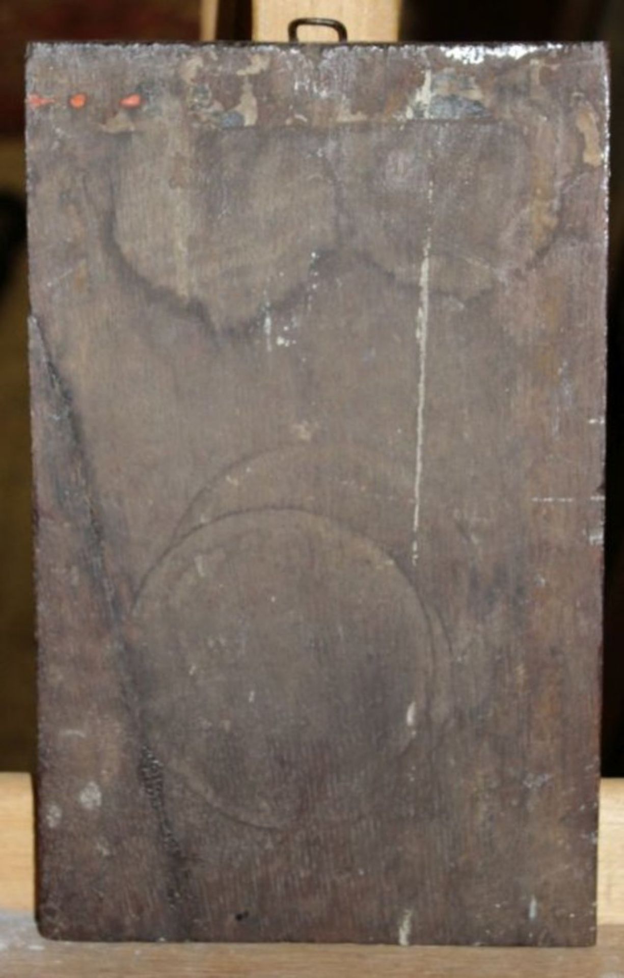 kl. anonymes Gemälde, Wirtshausszene, Öl/Holz, wohl 19. Jhd., restaurierungs bedürftig, 28 x 17cm. - Bild 3 aus 3