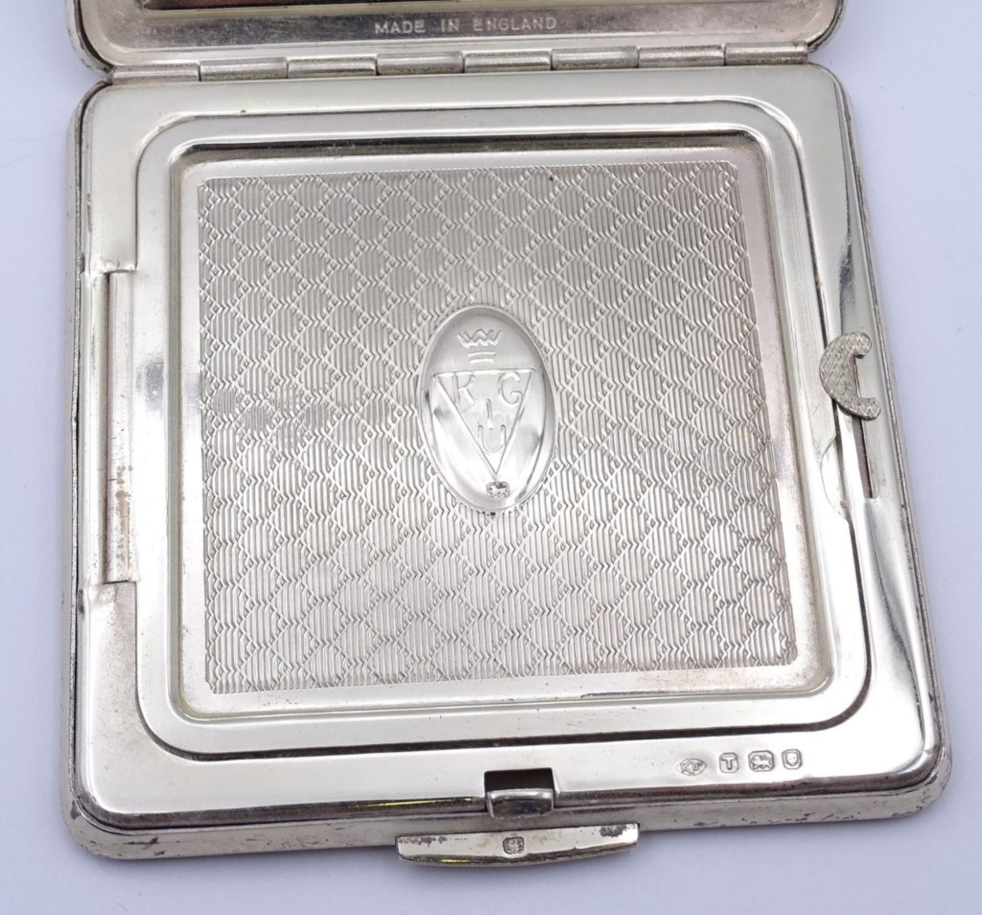 Puderdose,Silber,England,mit Initialen, 7,0x7,0, 115gr. - Bild 5 aus 8