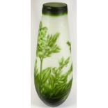 hohe Vase, bezeichnet Type Gallè, grünes florales Dekor, H-48 cm!,