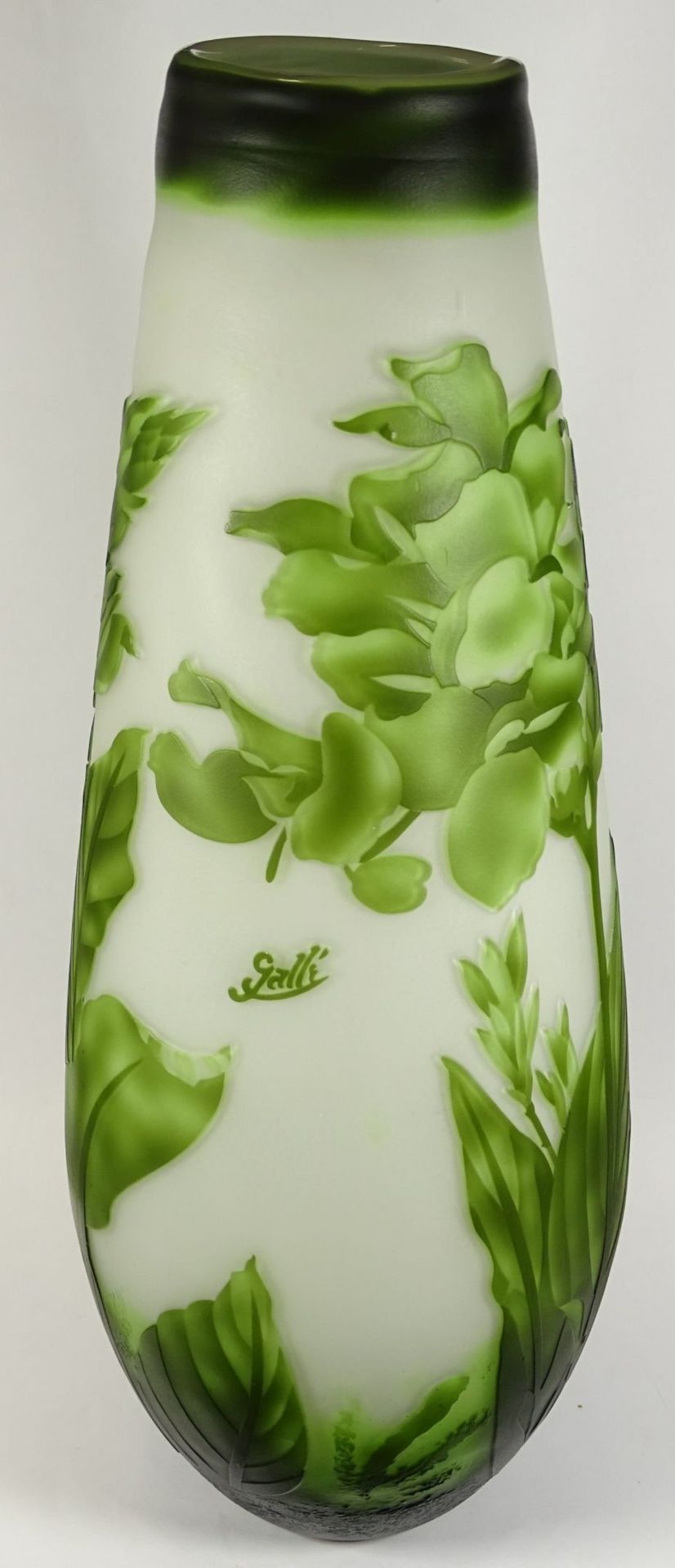 hohe Vase, bezeichnet Type Gallè, grünes florales Dekor, H-48 cm!, - Image 2 of 8