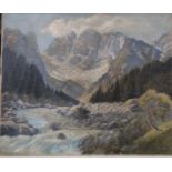 Engels "Alpenmassiv" Öl/Leinen, doubliert, 76x90 cm