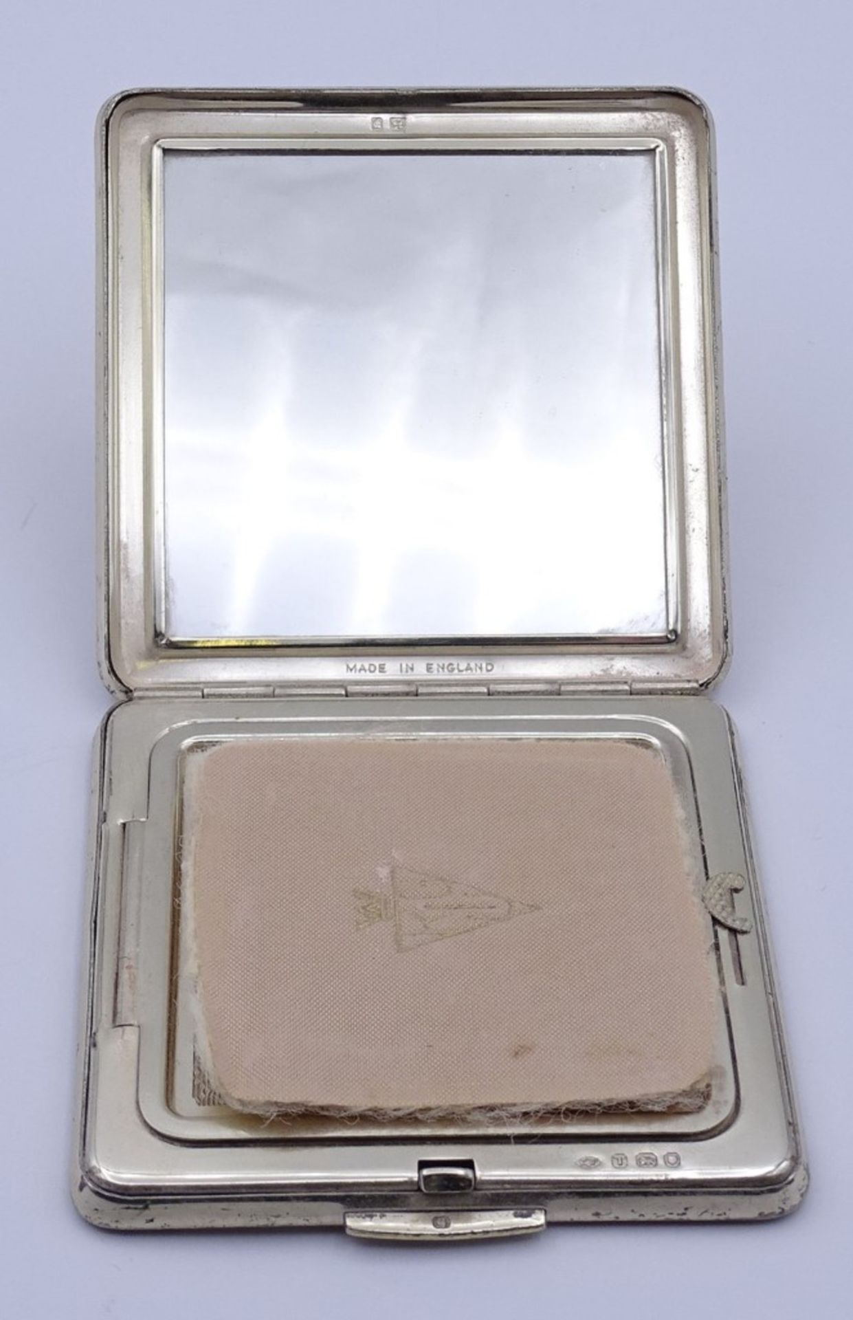 Puderdose,Silber,England,mit Initialen, 7,0x7,0, 115gr. - Bild 6 aus 8