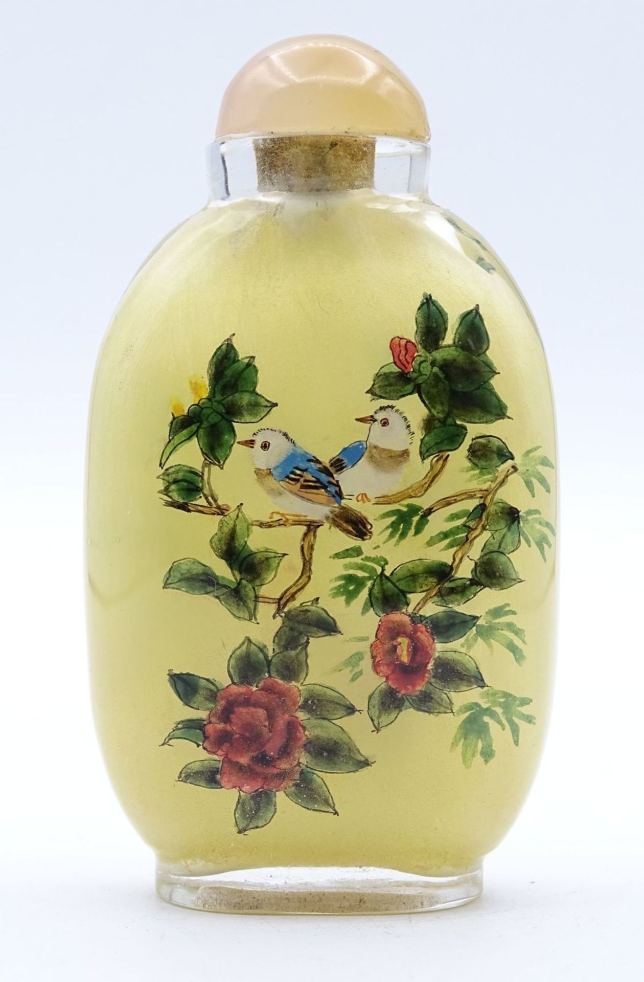 Snuff Bottle, Zwischenglasmalerei,gelblich, China, H-8 cm - Image 2 of 4