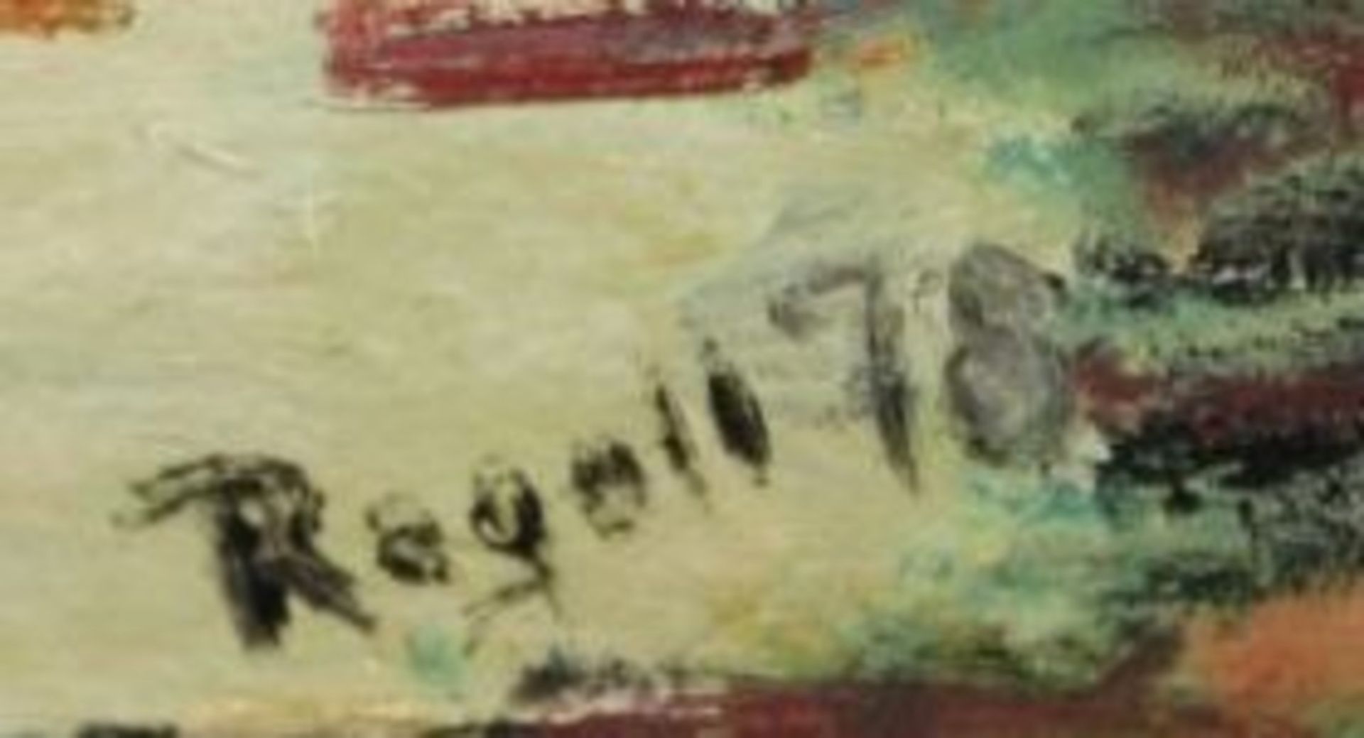 Rogall '78 o.ä., junge Mädchen, Öl/Holz, umgerahmt, 33 x 40cm. - Bild 2 aus 2