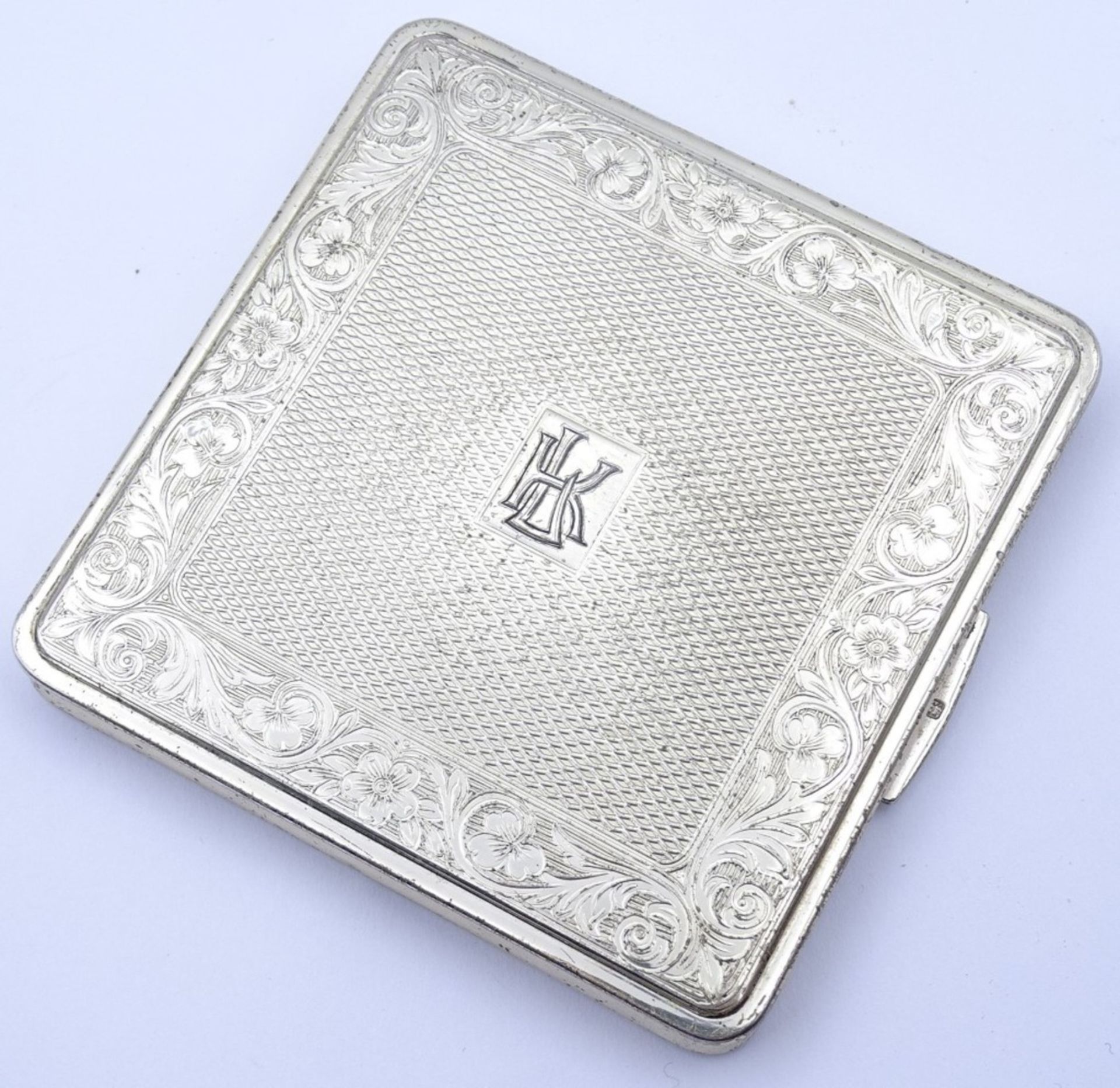 Puderdose,Silber,England,mit Initialen, 7,0x7,0, 115gr. - Bild 7 aus 8