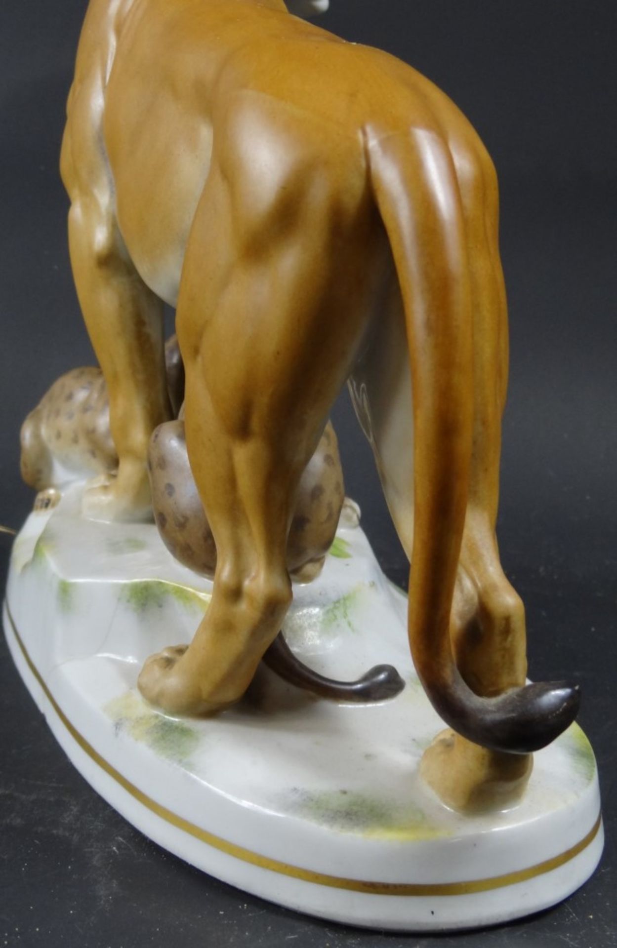 Keramikfigur, Löwin mit Jungen und Salamander, Katzhütte Thuringia, 26 x 23 x 11,5 cm, Chip und - Bild 7 aus 7