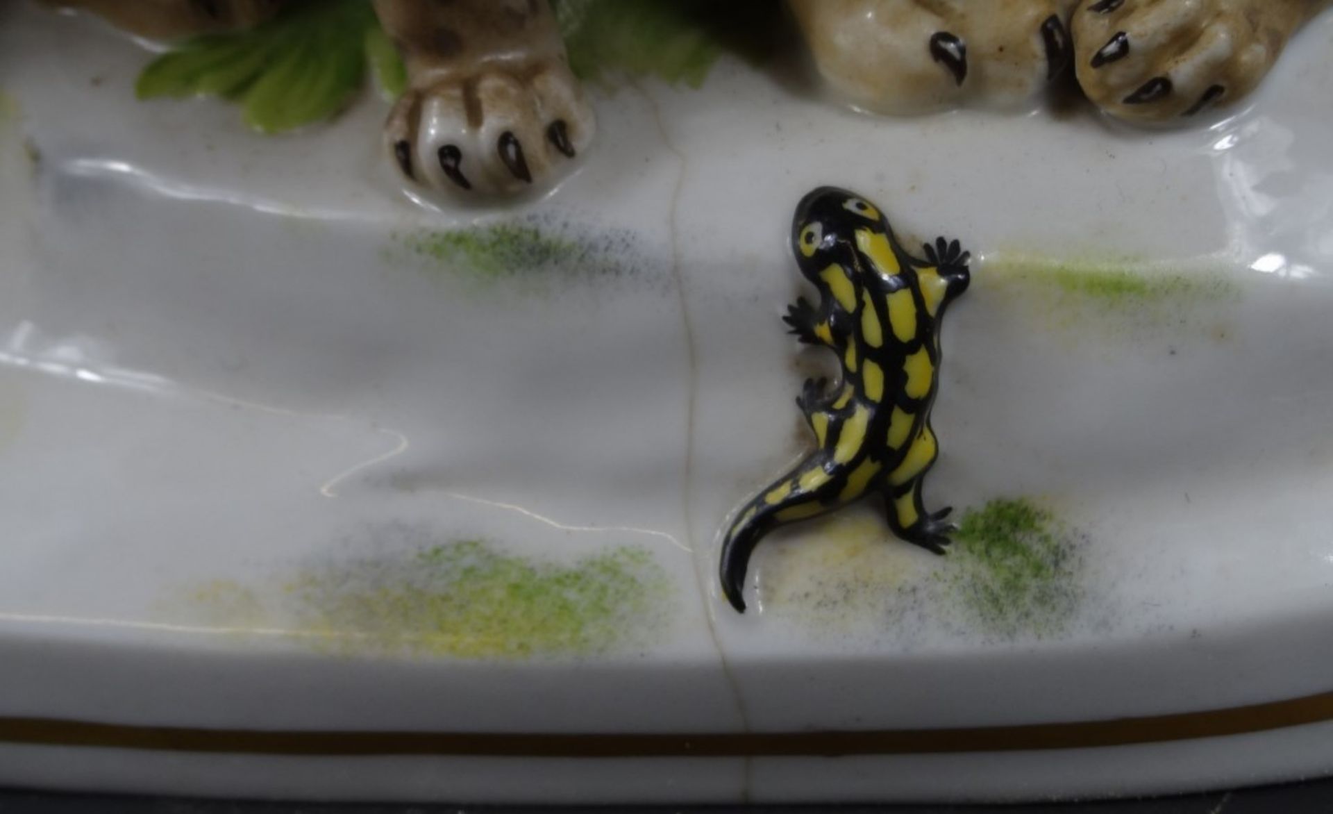 Keramikfigur, Löwin mit Jungen und Salamander, Katzhütte Thuringia, 26 x 23 x 11,5 cm, Chip und - Bild 5 aus 7