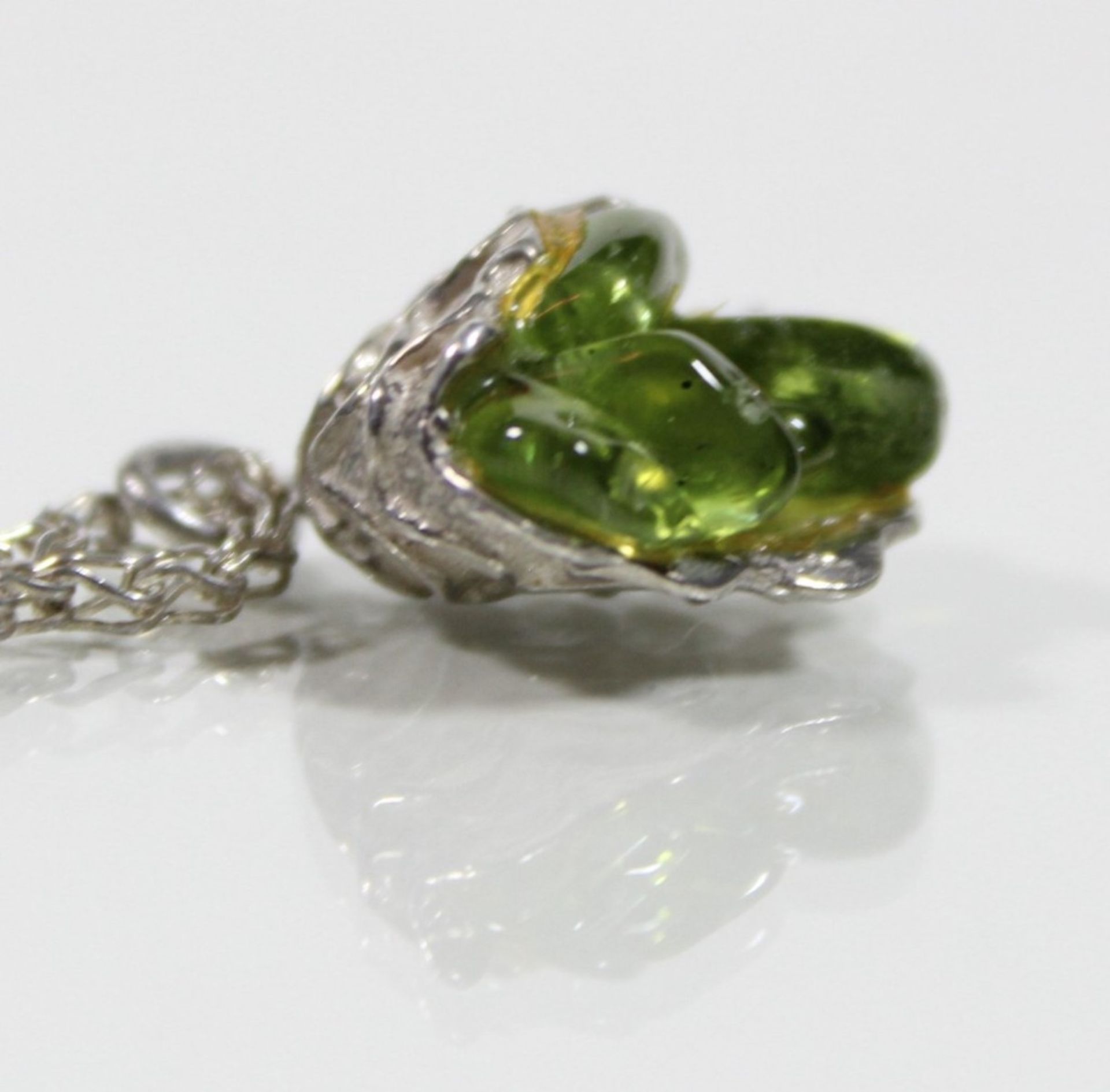 Sterlingsilberkette mit Anhänger, Peridot in Silberfassung, Anhänger mit Öse 2 cm, L. Kette 39,5 cm, - Image 5 of 5