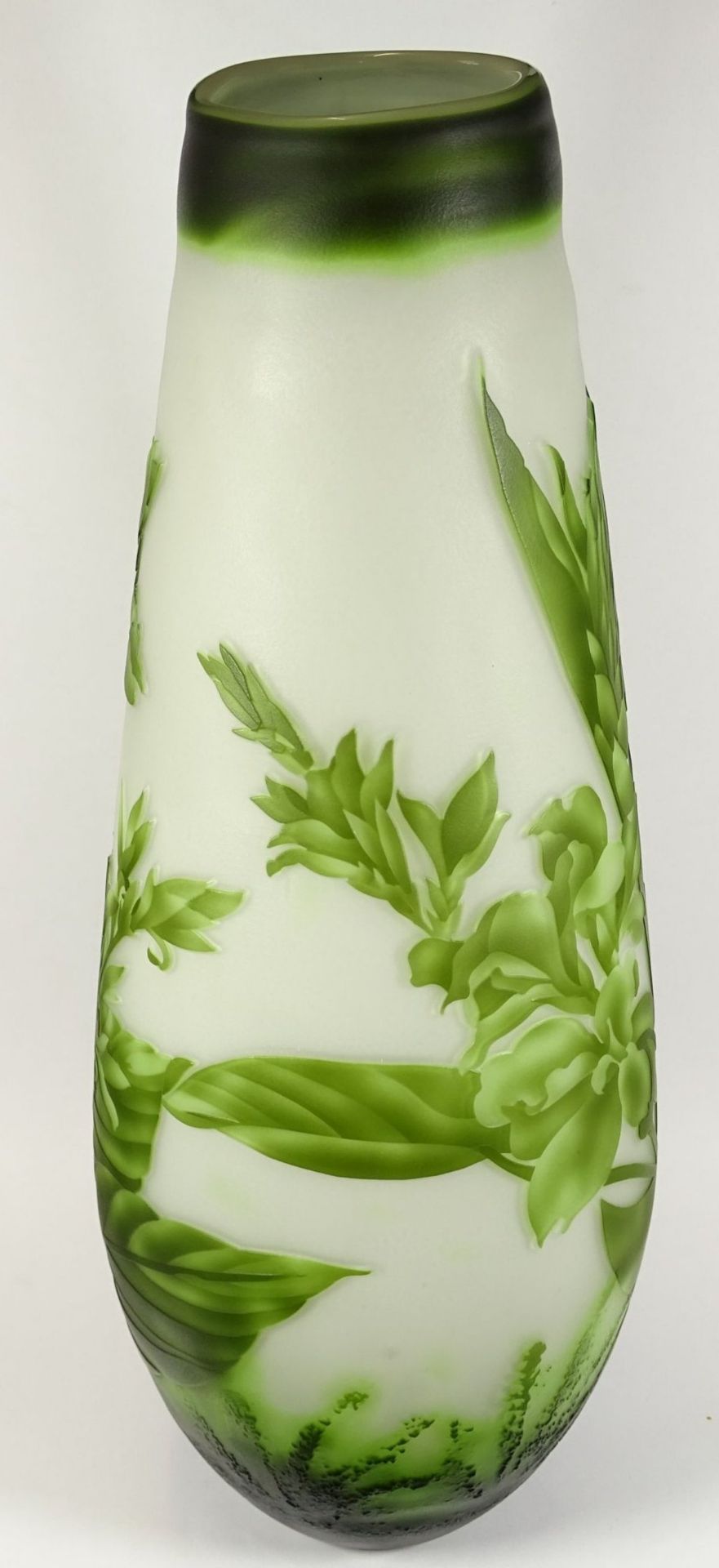 hohe Vase, bezeichnet Type Gallè, grünes florales Dekor, H-48 cm!, - Image 3 of 8