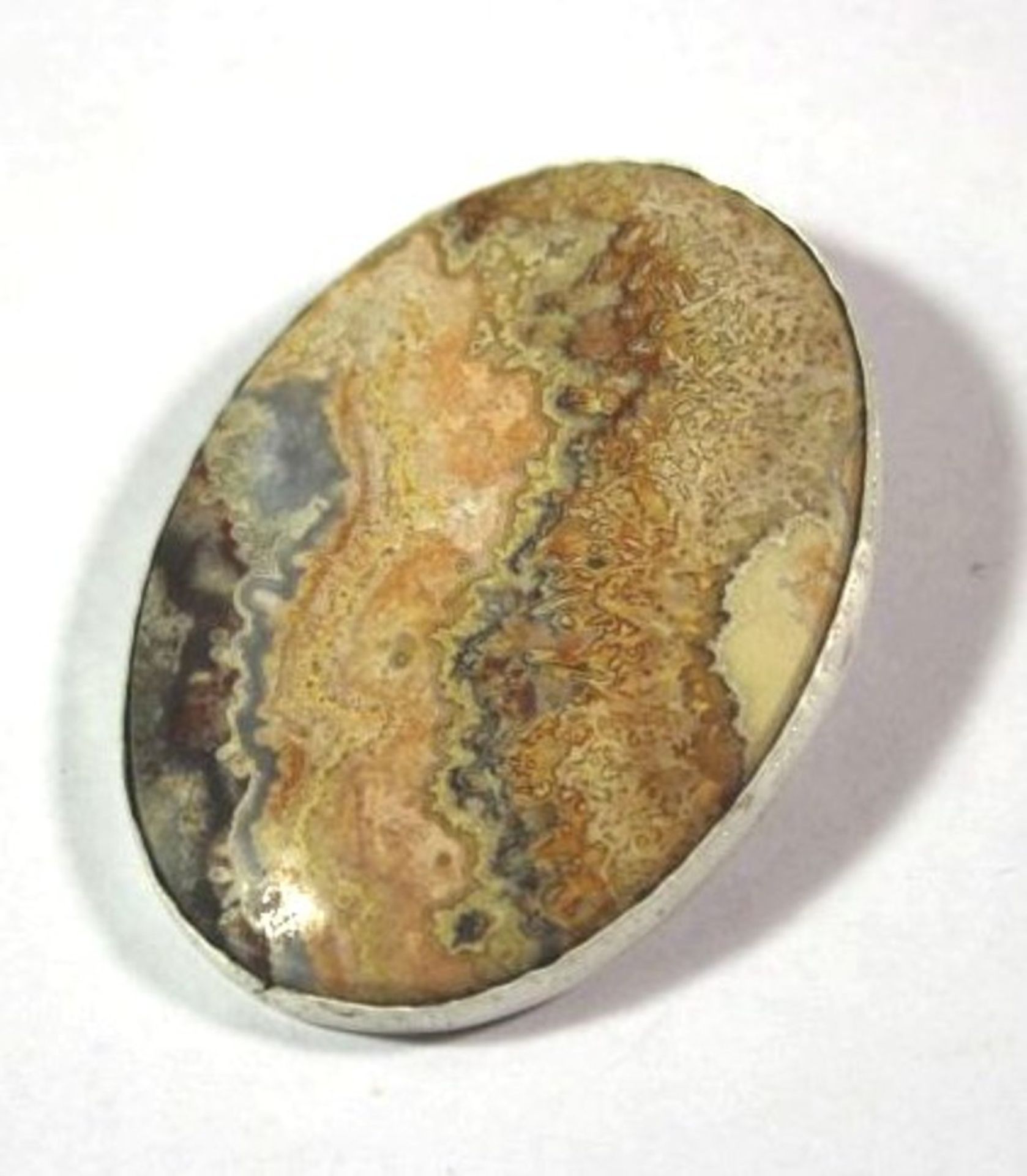 gr. Brosche und Ring, Sand Jaspis, Silber 925, zus. ca. 38gr., Brosche 5 x 3,5cm, RG 56. - Bild 3 aus 4