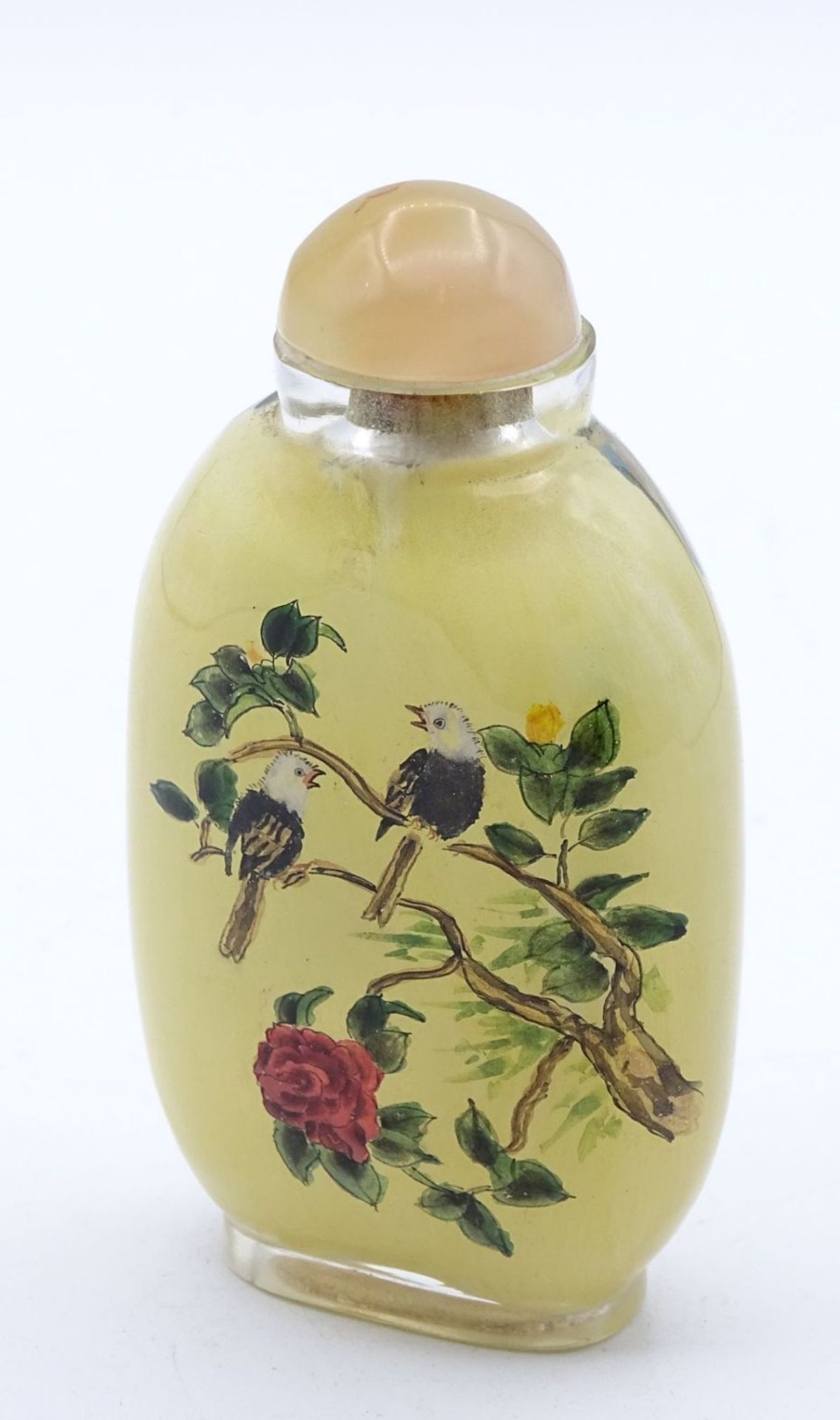 Snuff Bottle, Zwischenglasmalerei,gelblich, China, H-8 cm - Image 4 of 4