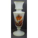 Große Biedermeier Vase ,19.Jhd.Opalinglas mit Blütenmalerei in Emailfarben,H-39cm