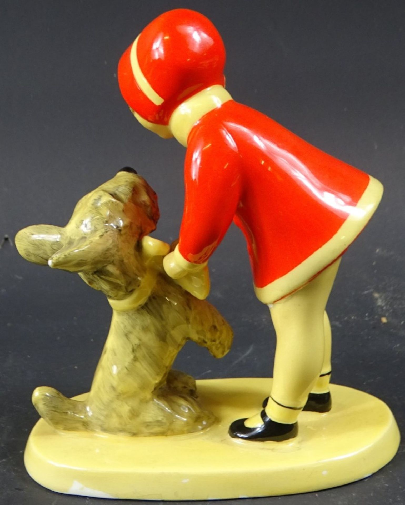 Art Deco-Figur, Mädchen mit Hund, Goldscheider Wien, Mod.nr. 4678, H. 13,5 cm, kleinere - Bild 3 aus 7