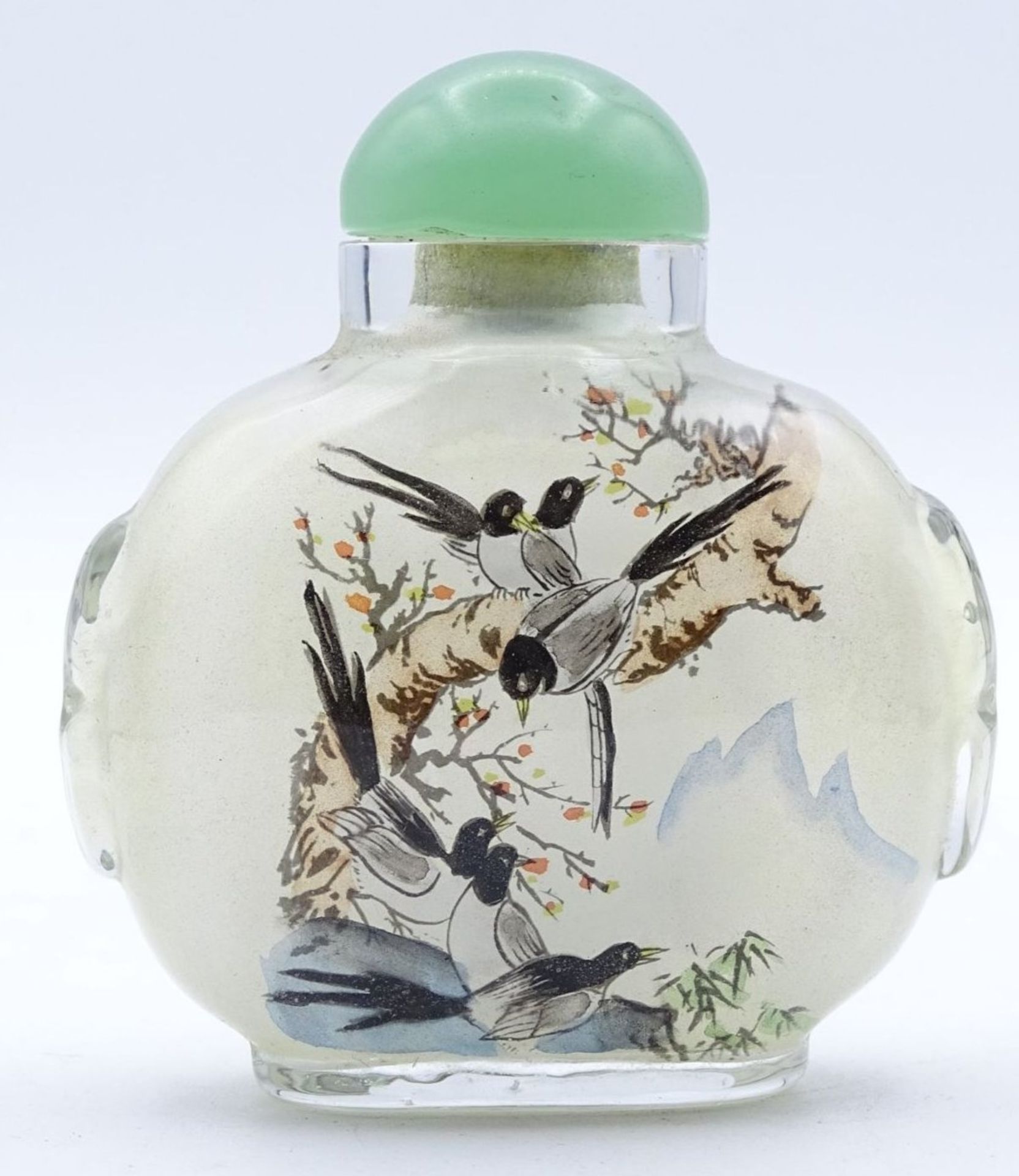 Snuff Bottle, Zwischenglasmalerei, Vögel, China, H-7 cm - Image 2 of 6