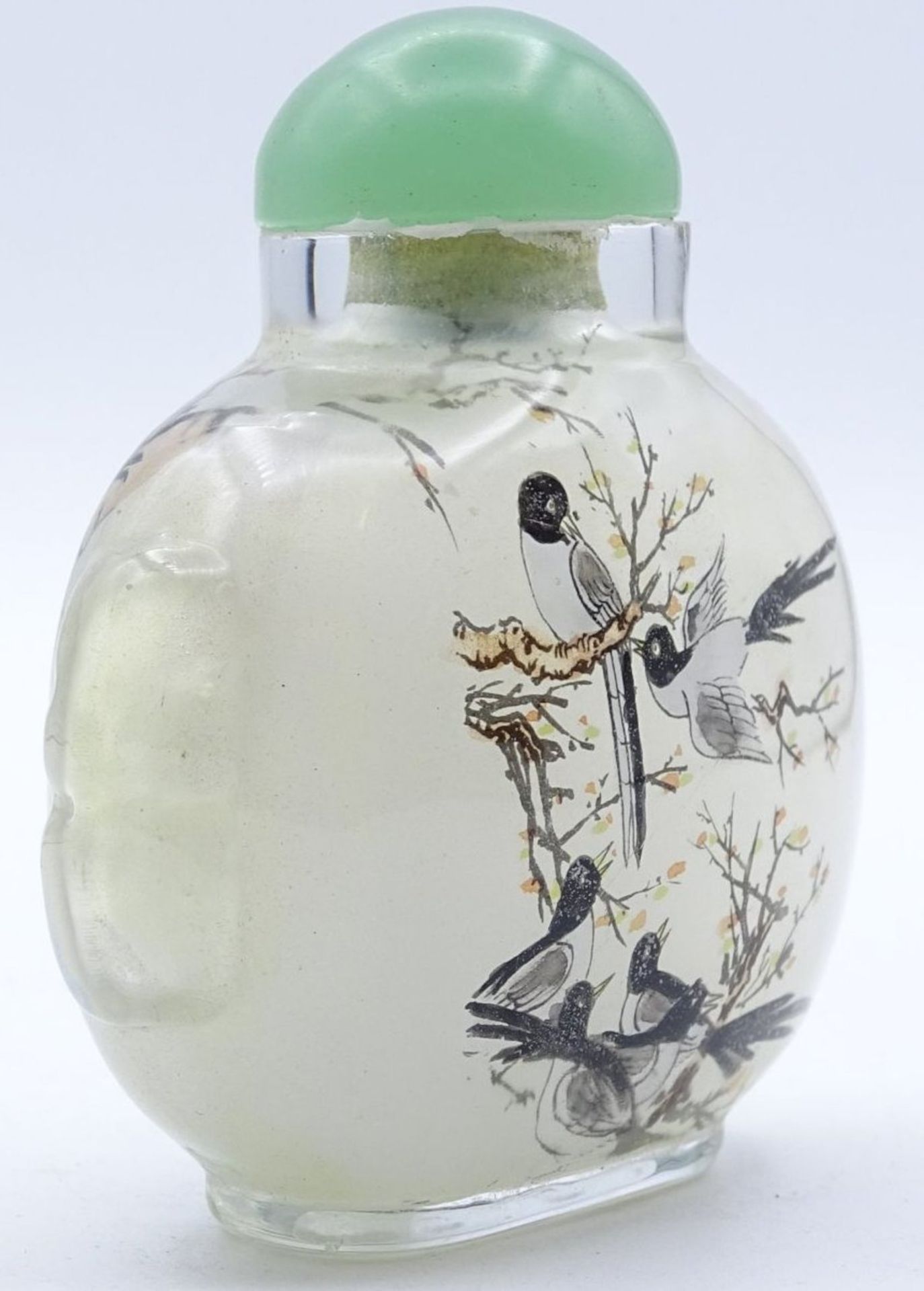 Snuff Bottle, Zwischenglasmalerei, Vögel, China, H-7 cm - Image 4 of 6
