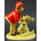 Art Deco-Figur, Mädchen mit Hund, Goldscheider Wien, Mod.nr. 4678, H. 13,5 cm, kleinere