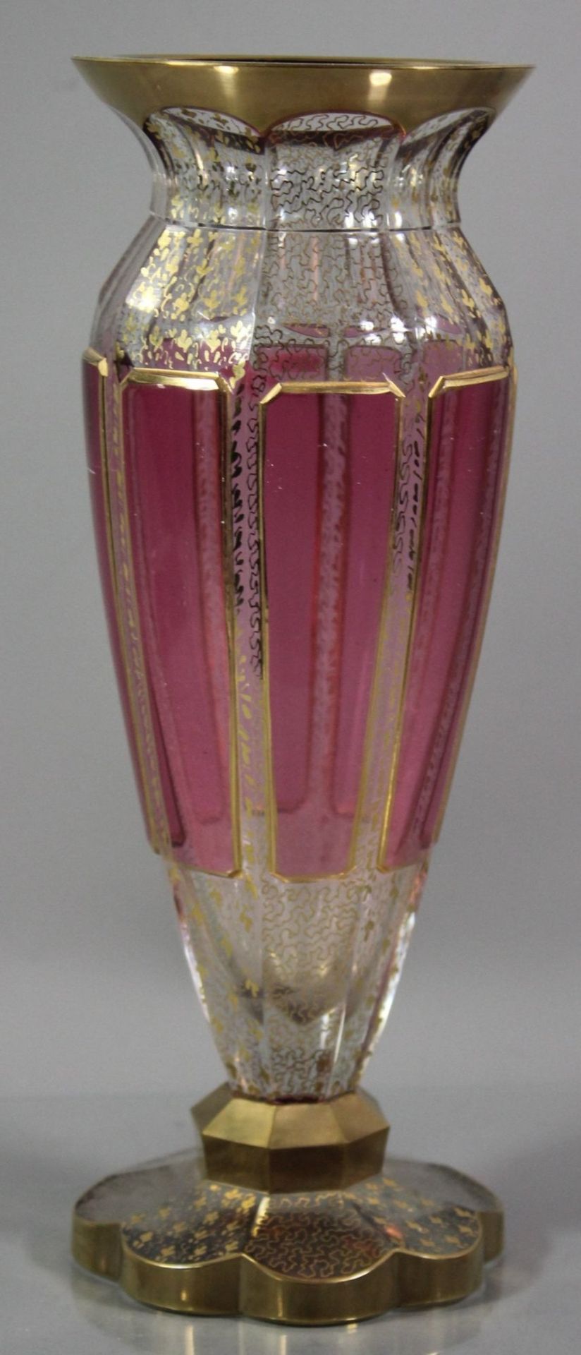 Kristallvase, Bohemia,, mit Goldflitter, H-27 cm - Image 2 of 6