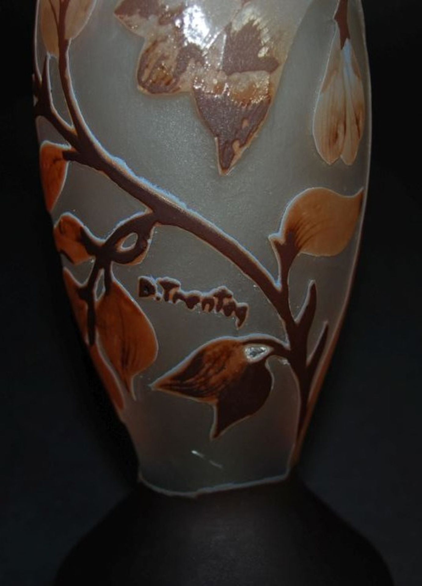 unleserl. signierte Jugendstil-Vase, Zweigdekor, , überfangen und geschnitten, H-28,5 cm - Image 5 of 7