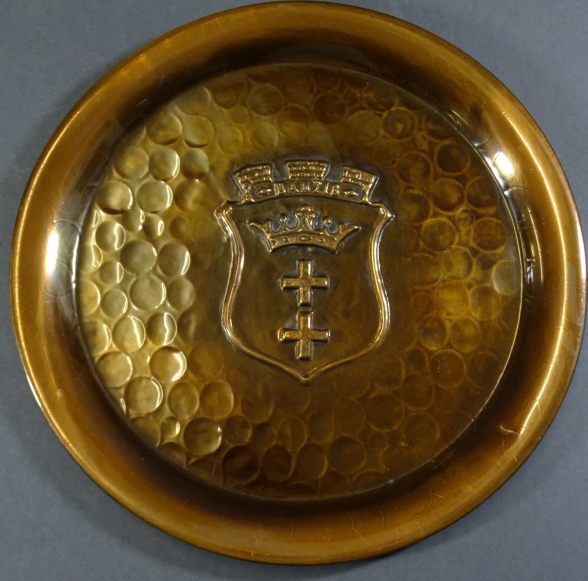 Kupferteller mit Danzig Wappen, D- 25,5cm