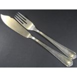 2 Teile Fischbesteck, Silber-800-, Namensgravur "Inge", L-21,5 cm, 114 gr.