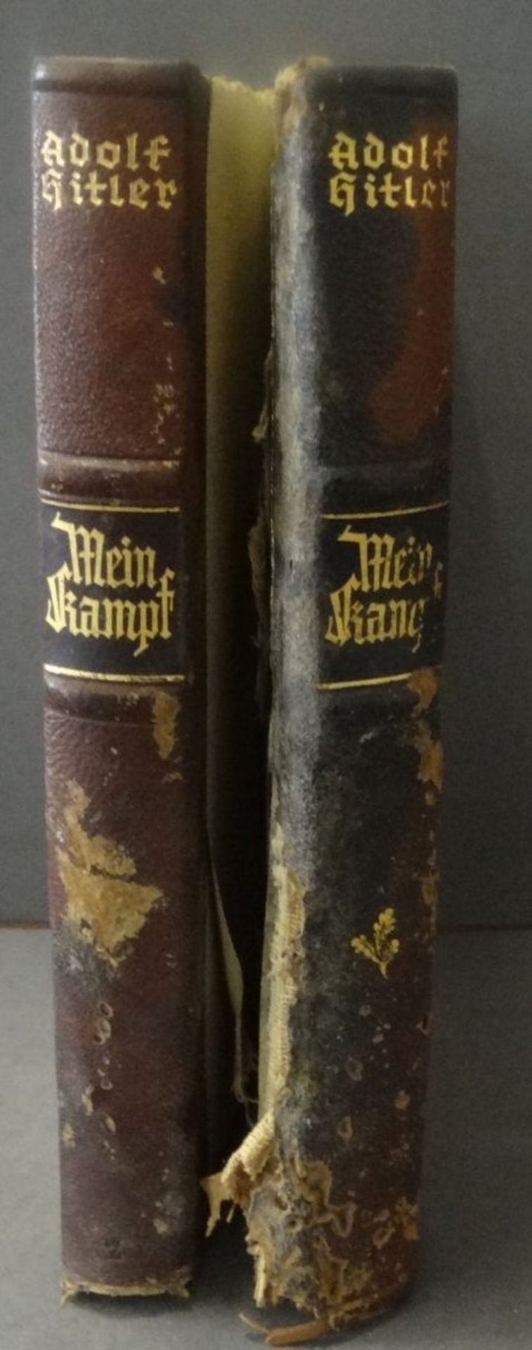 Adolf Hitler "Mein Kapf" in 2 Bänden, 3 Auflage, 1938, in sehr schlechter Erhaltung, - Bild 8 aus 10