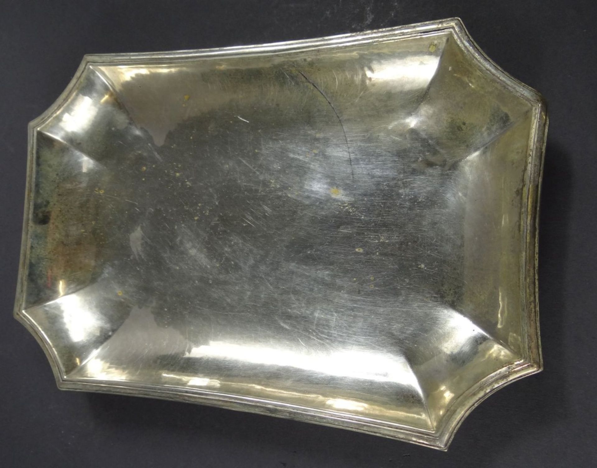 eckige Platte, versilbert, Hammerschlagdekor, H-3 cm, 28x18 cm - Bild 2 aus 4
