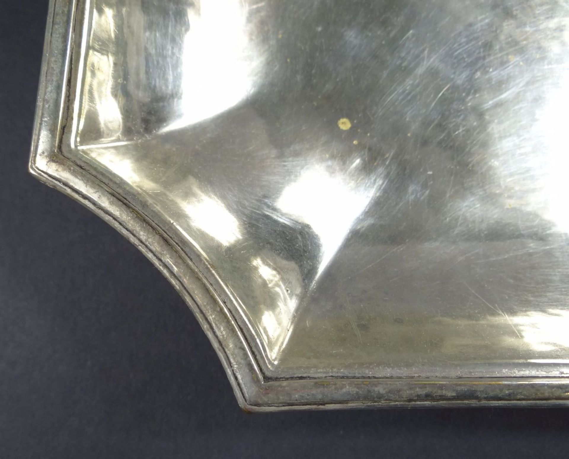 eckige Platte, versilbert, Hammerschlagdekor, H-3 cm, 28x18 cm - Bild 3 aus 4