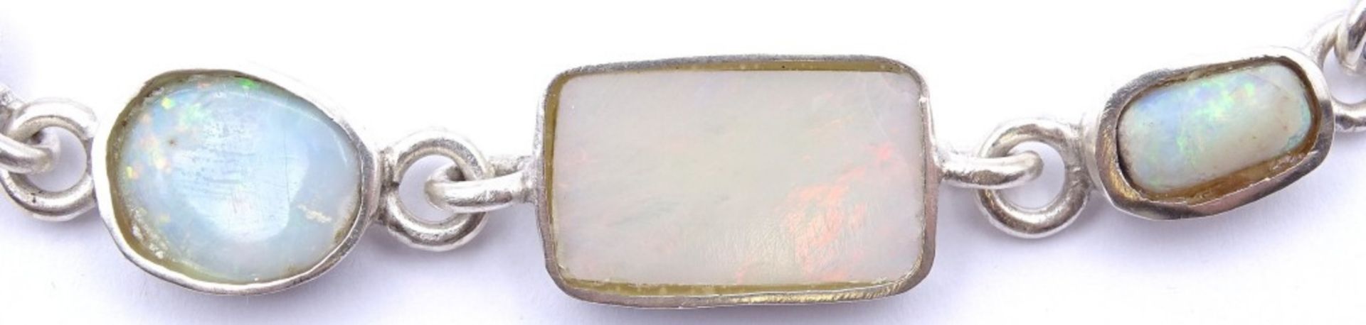 Silber Armband mit 7 Opalen, Silber gepr. L- 19cm, 18,2gr. - Image 3 of 5