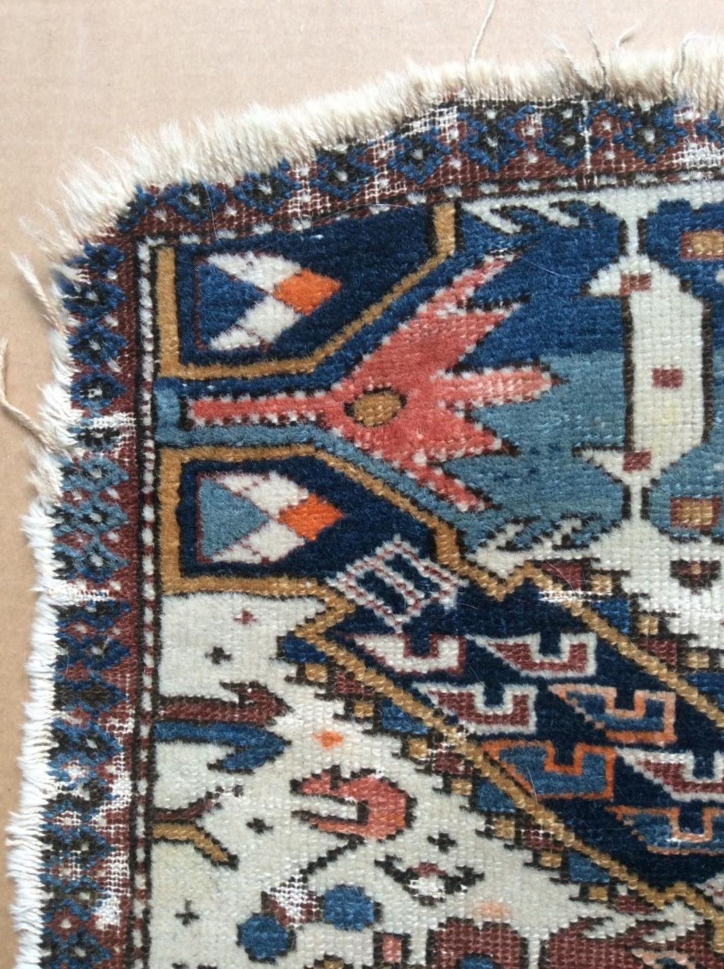 Antiker Teppich (Fragment) vermutlich aus Russland,sehr flaches Stück,Museale Sammlerqualität,L- - Bild 5 aus 8