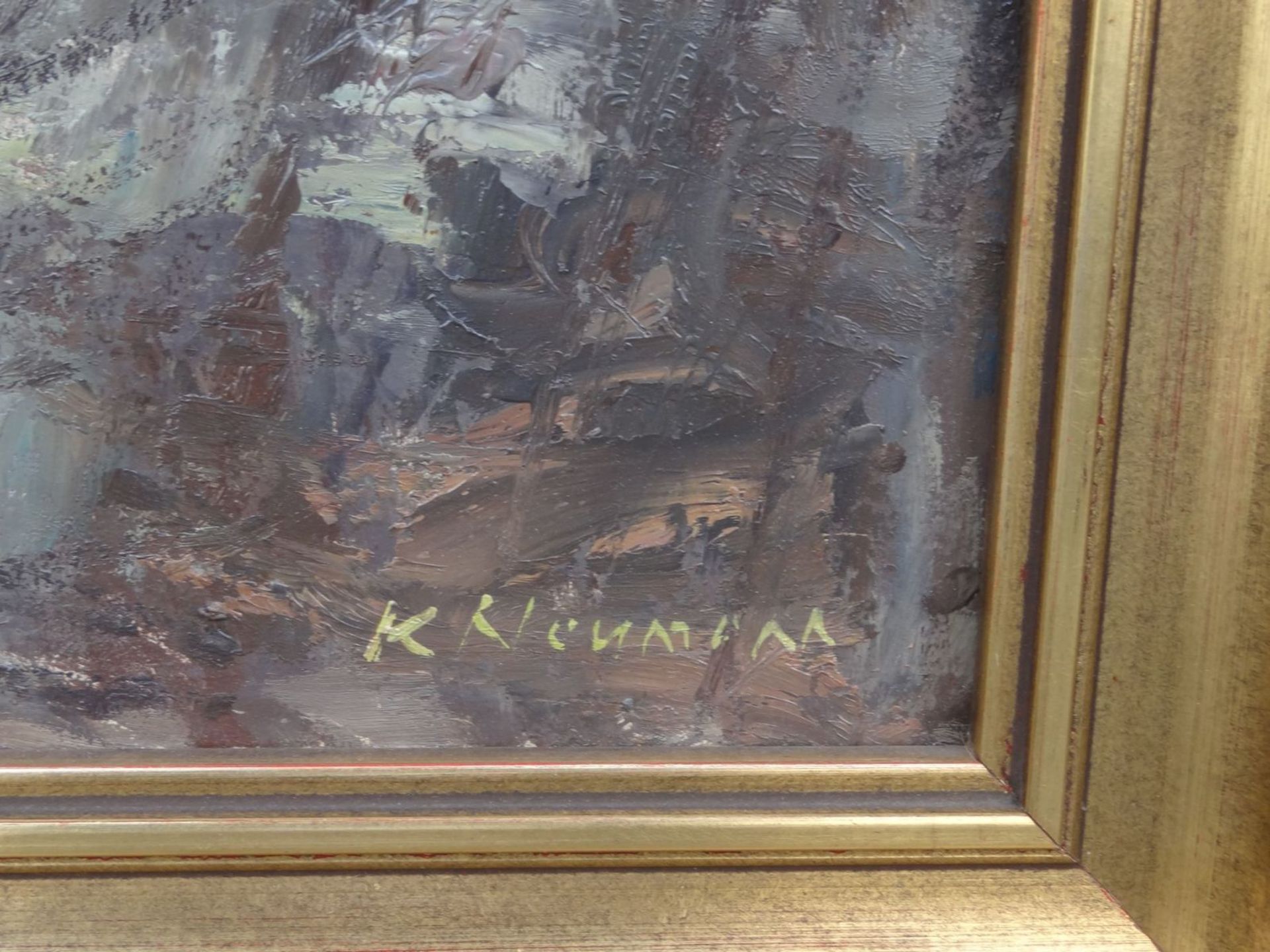 Karl NEUMANN (1891-1980/85) "Gewässerlandschaft", Öl/Platte, gerahmt, RG 60x84 cm - Bild 3 aus 7
