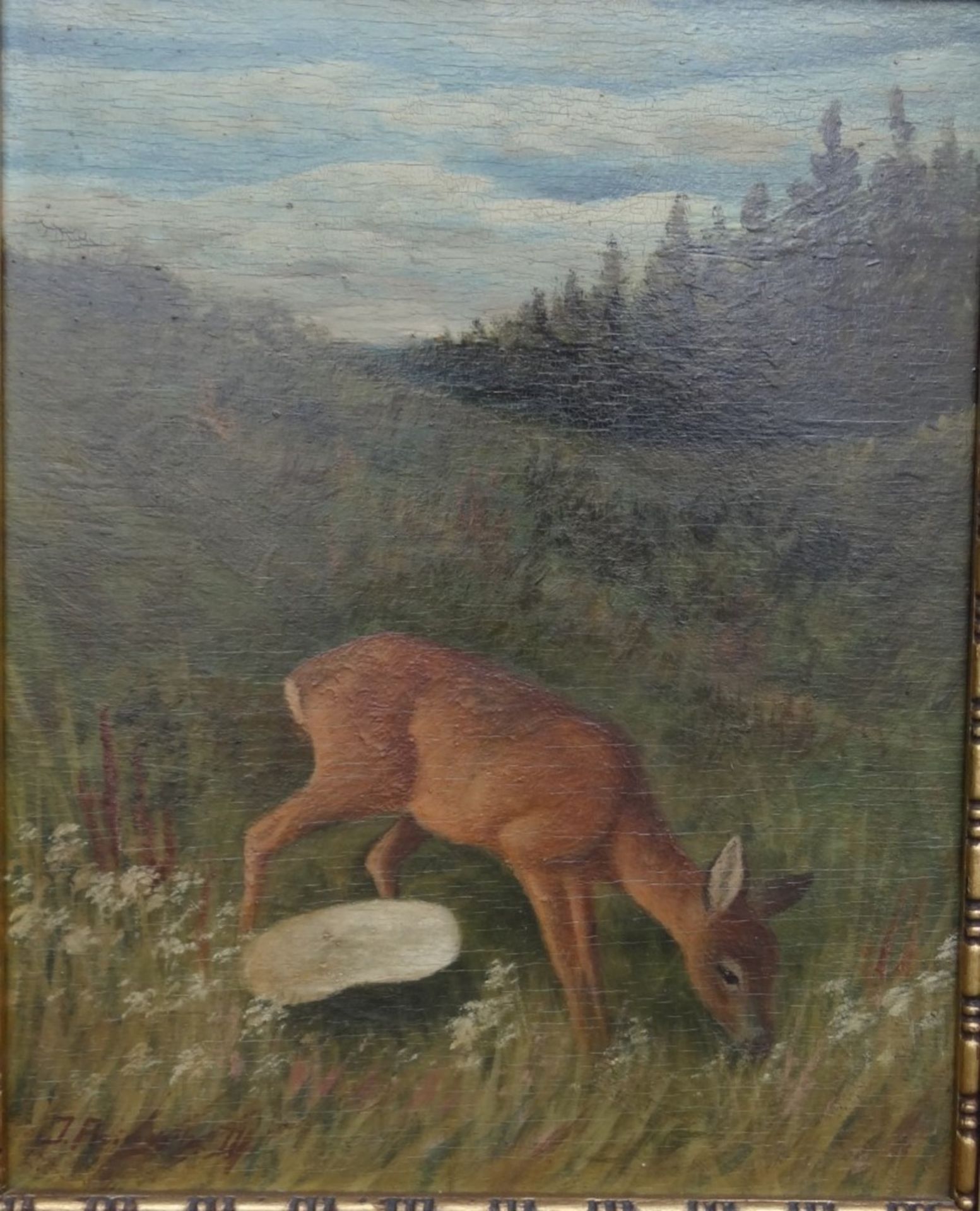 unlesl. Signirtes Gemälde auf Holz, "Waldlandschaft", gut Gerahmt, RG 58x48cm - Image 2 of 6