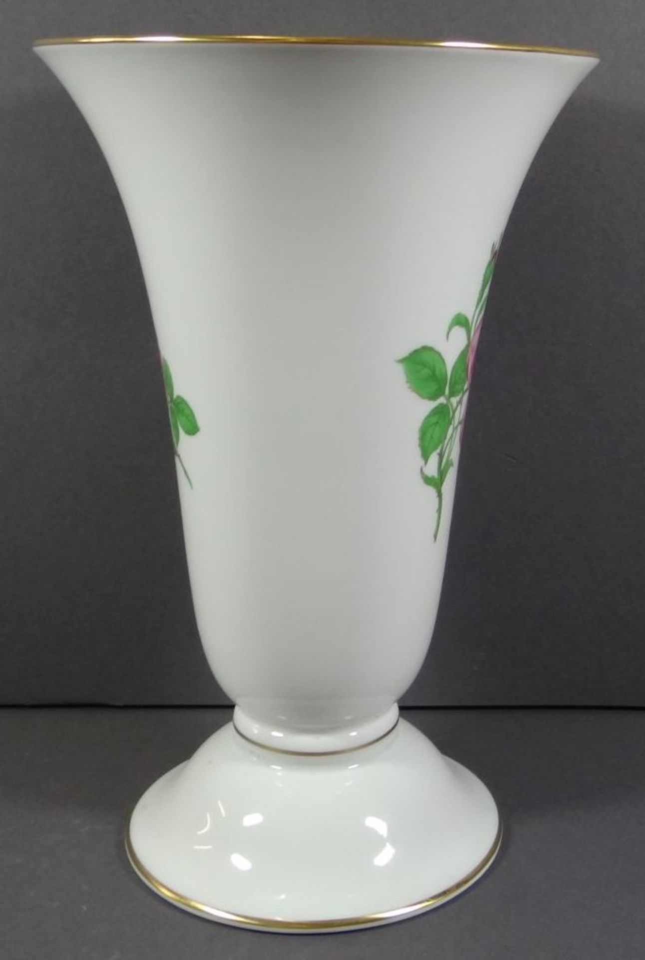 gr. Vase mit Stand "Fürstenberg" rote Rose, H-24 cm - Image 4 of 6