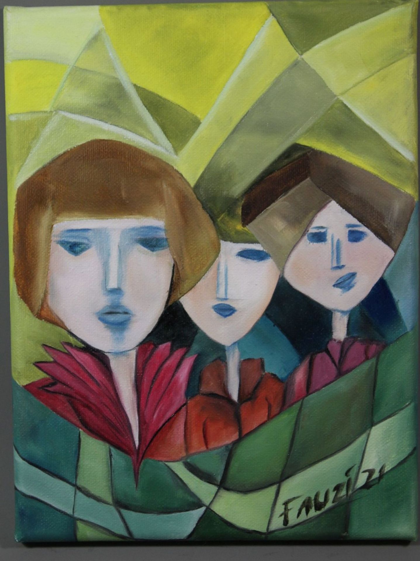 Fauzi, Künstler des 20./21. Jhd., 3 Frauen, Öl/Leinwand, ungerahmt, 24 x 18cm.