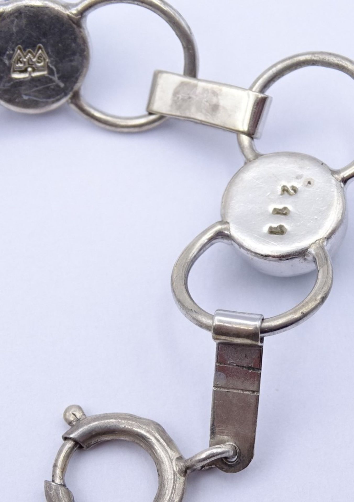 Silber Armband mit runden Malachit,KLS 211 gemarkt,Sterling Silber 0.925 L- 17,5cm, 14,7gr. - Image 5 of 5