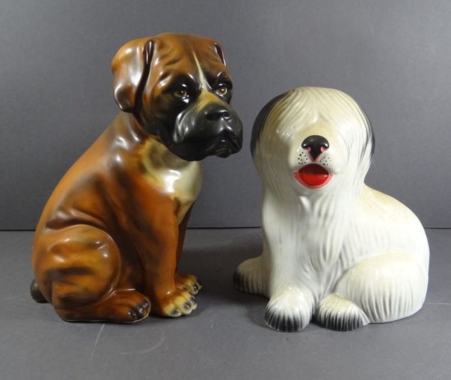 2x junge Hunde, Keramik, H-22 cm