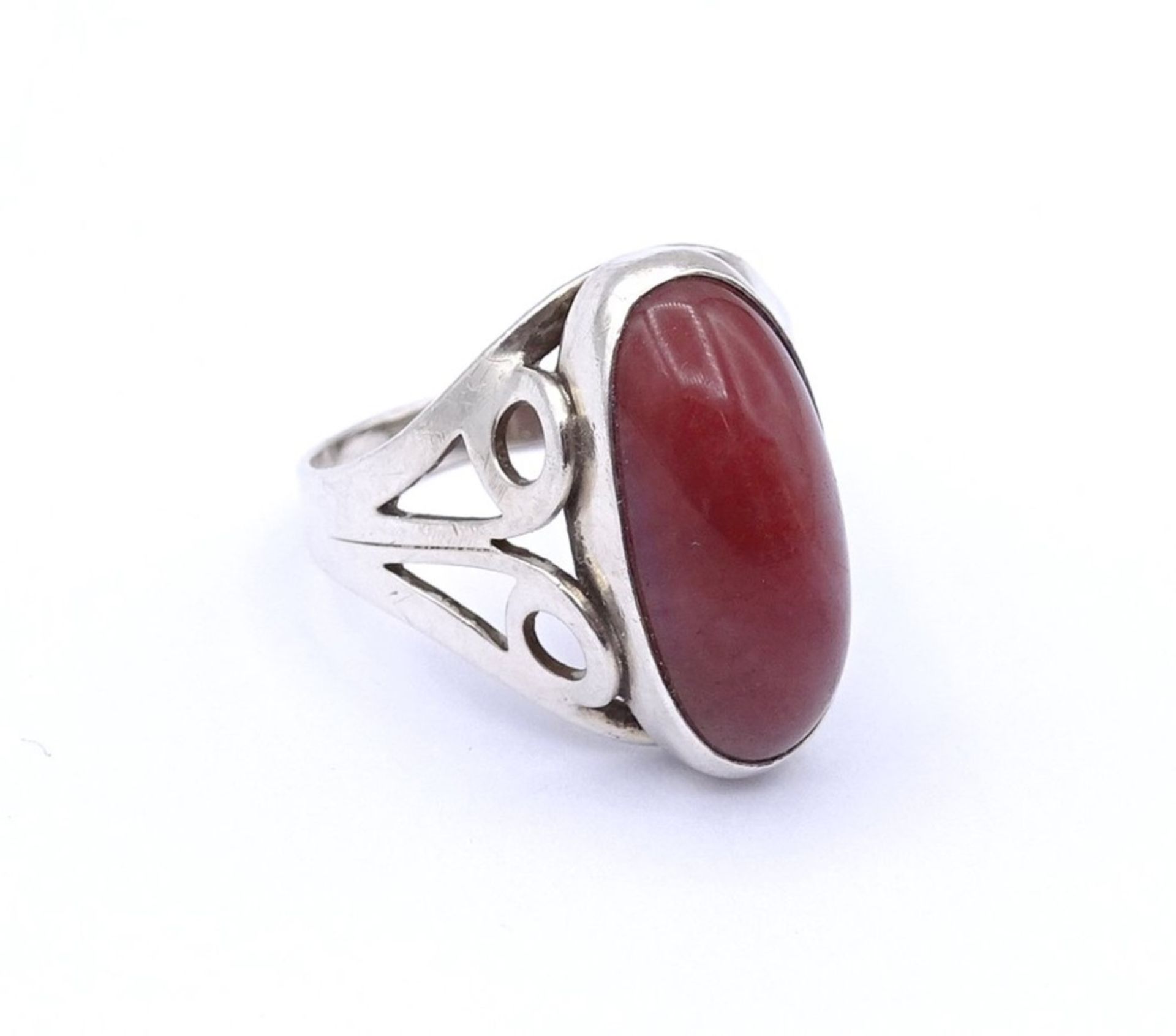 Silber Ring mit einen roten Cabochon,Fischland Schmuck, Silber 0.835, 4,6gr., RG 55 - Image 2 of 3