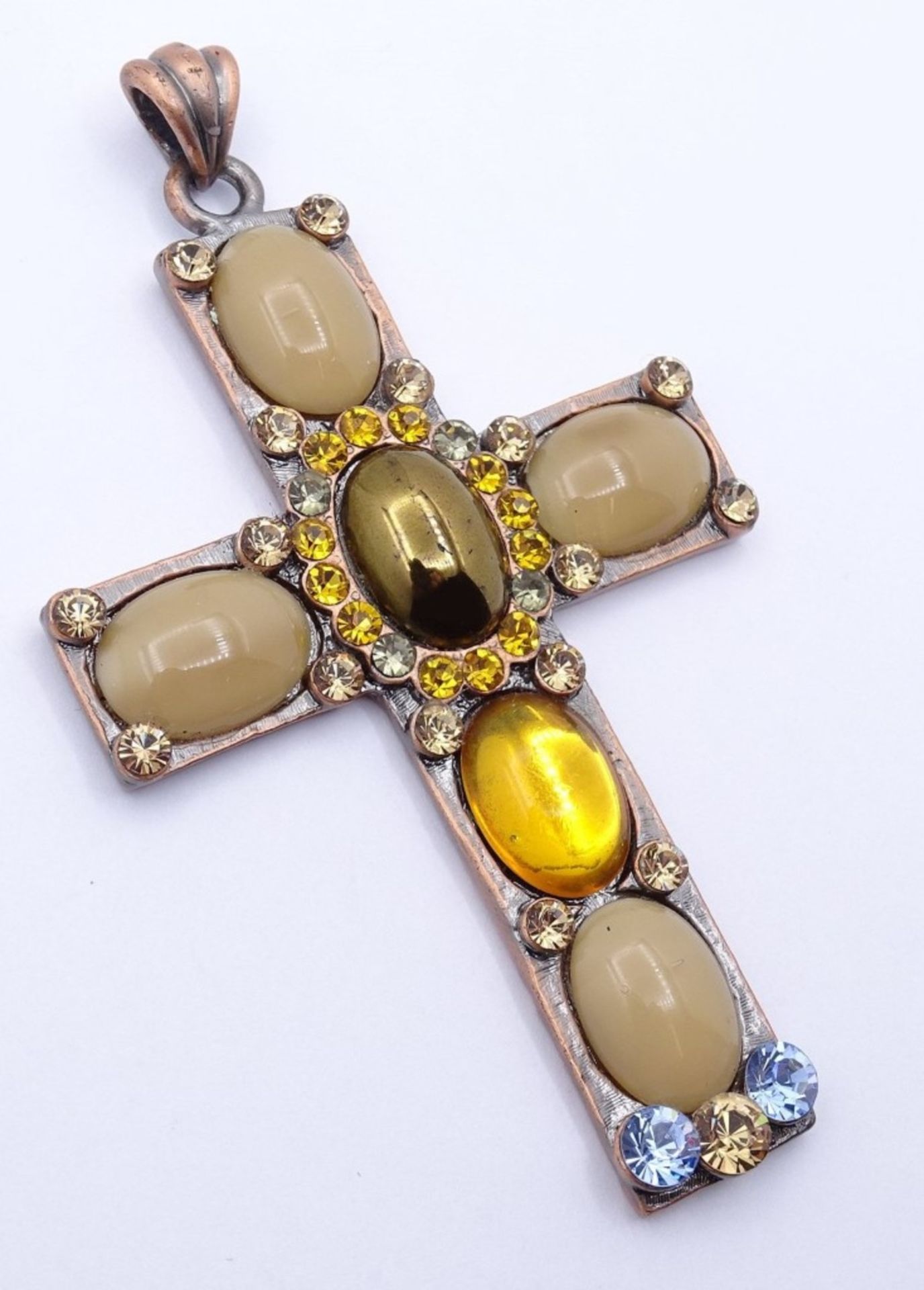 Großer Brustkreuz Anhänger "Aracena",mit Cabochons und farbigen Strass Steinen,L- 10,5x6,1cm - Image 2 of 4