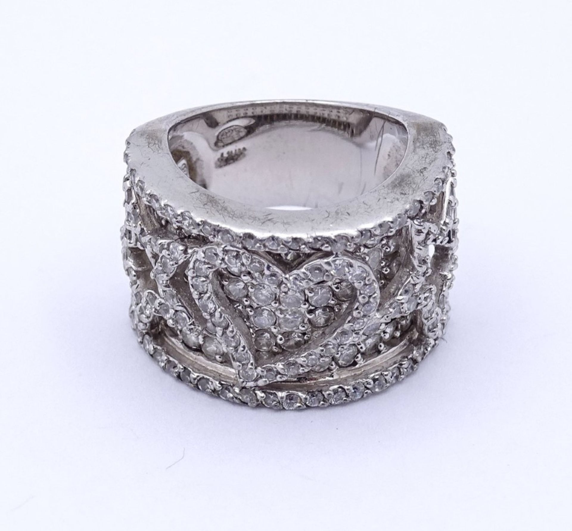 Silber Ring mit rund facc.klaren Steinen,Sterling Silber 0.925 , 10,5gr., RG 51 - Image 2 of 4