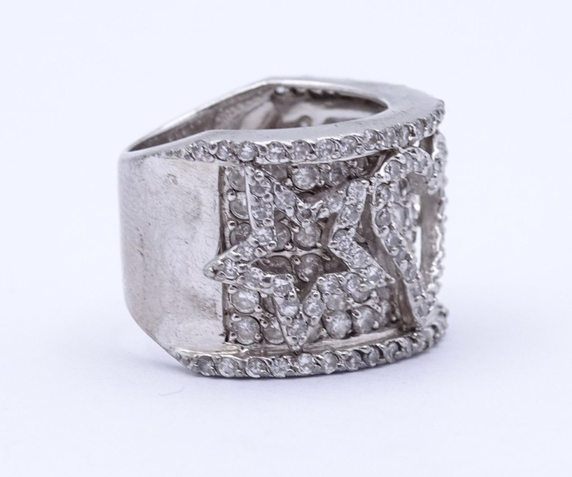 Silber Ring mit rund facc.klaren Steinen,Sterling Silber 0.925 , 10,5gr., RG 51 - Image 3 of 4