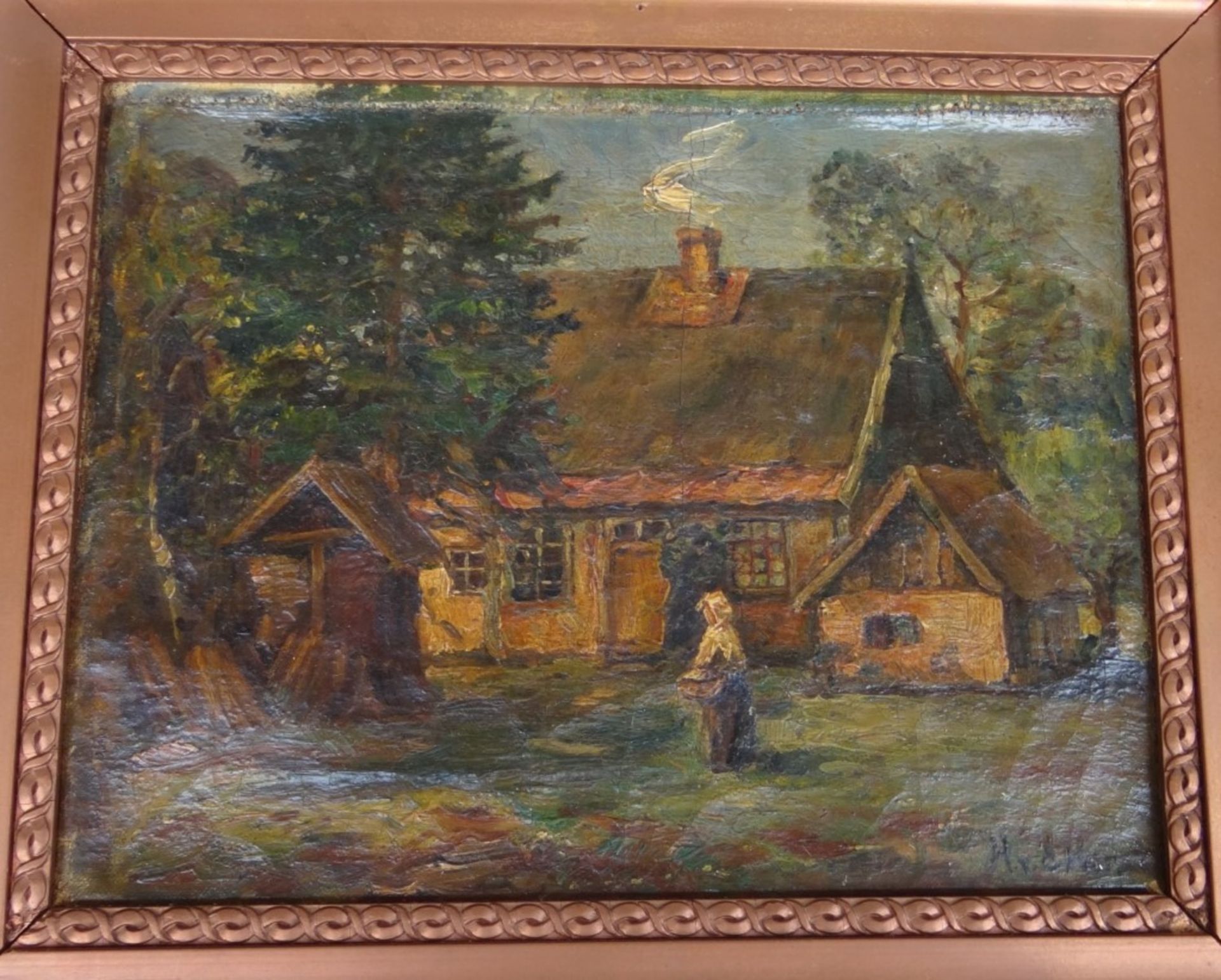 altes Gemälde um 1900, H.v.d. Horst, RG 28x34cm