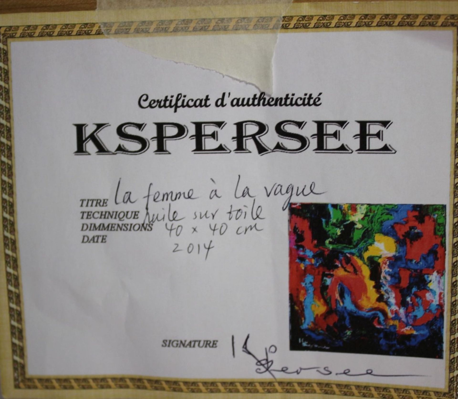 Kspersee (1978), La femme á la vague, 2014, Öl/Leinwand, ungerahmt, 40 x 40cm. - Image 5 of 5