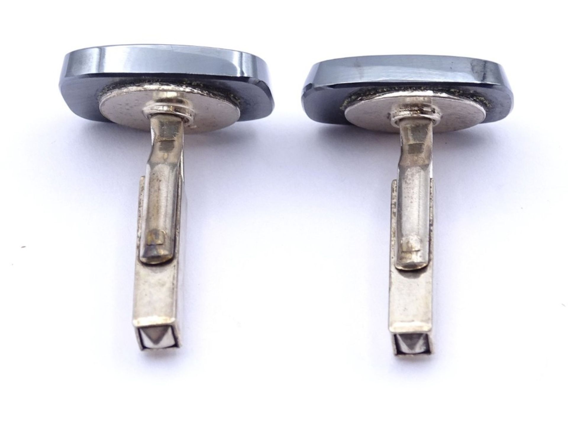 Paar Manschettenknöpfe mit Hamätit,Silber 0.835, zus.12,6gr., Kopf 18,2x13,0mm - Image 4 of 4