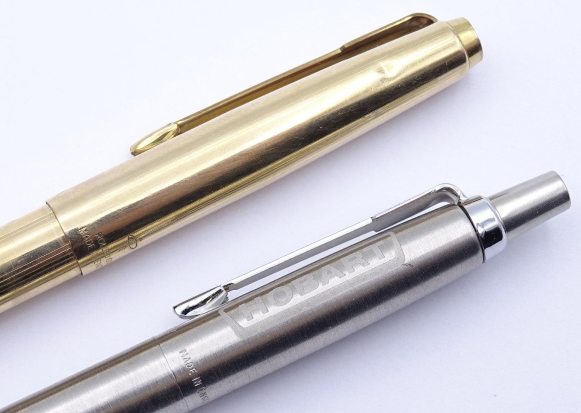 Zwei "Parker" Kugelschreiber,goldfarbene mit Dellen,L- 13cm - Image 2 of 3